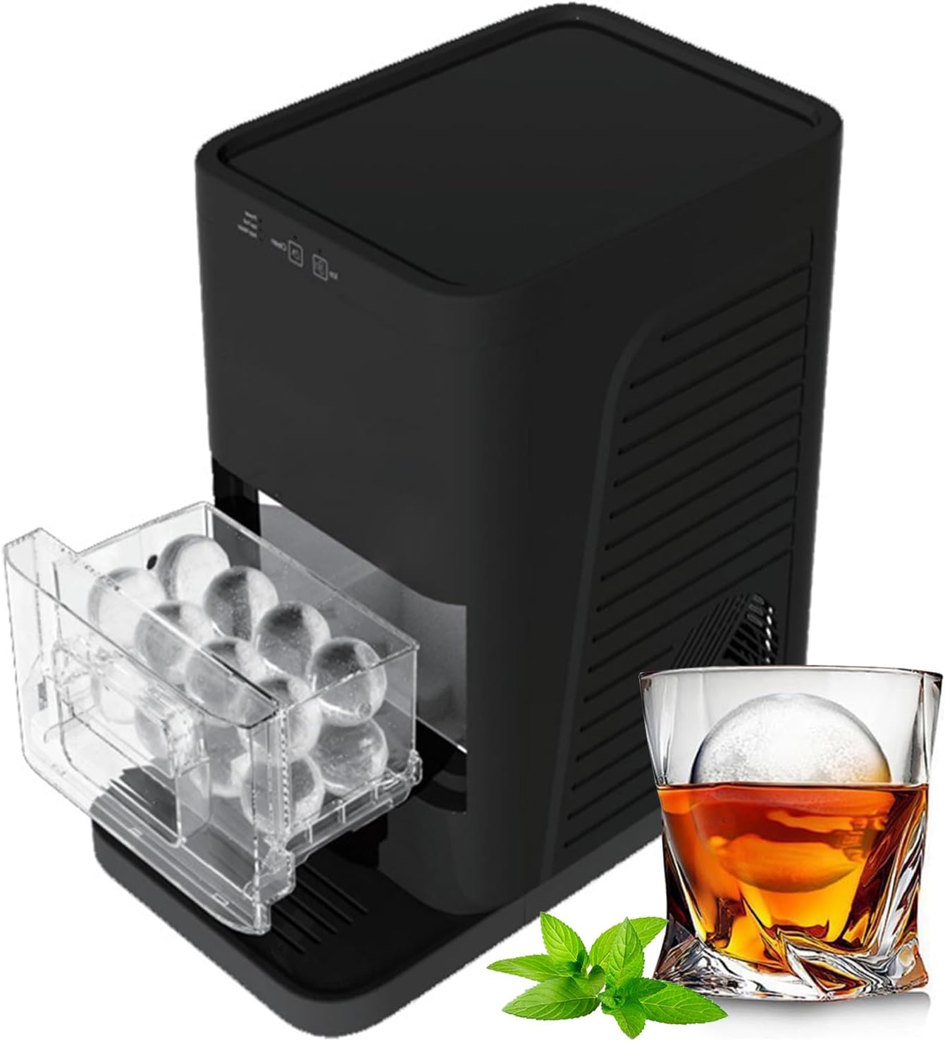 Ice Machine, Countertop Sphere Maker for Home Bar, Produces 2-Inch Whisky Spheres, Self-Cleaning, Crystal Clear Ice, 84 Pieces Per Day