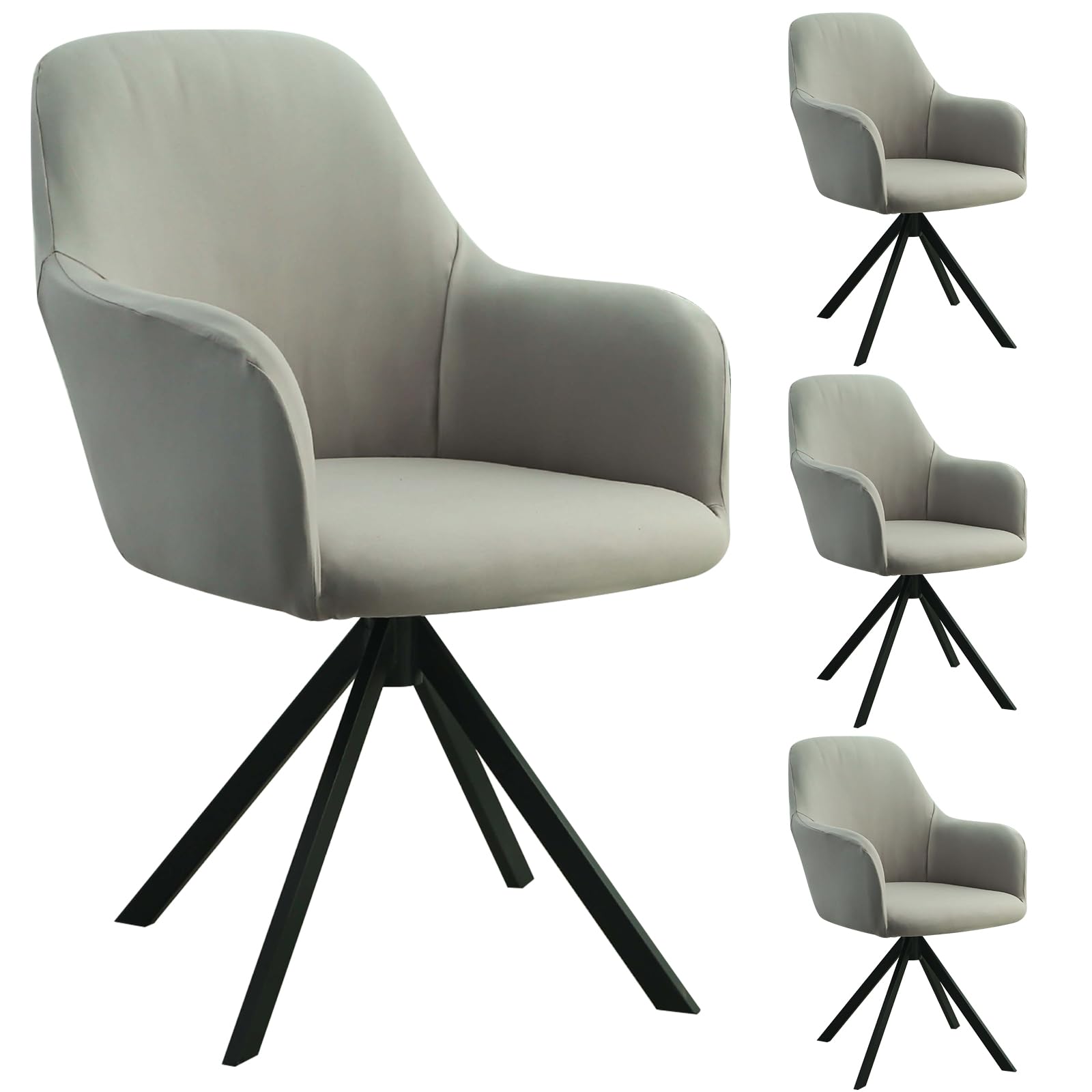 Stuhlbezug mit Armlehne, Stretch Stuhlhussen, Universal Abnehmbare Schonbezug, Hussen für Stühle, Waschbar Stuhlüberzug für Esszimmer, Küche, Wohnzimmer, Büro, Hochzeit Deko (Hellgrau 4er Set)