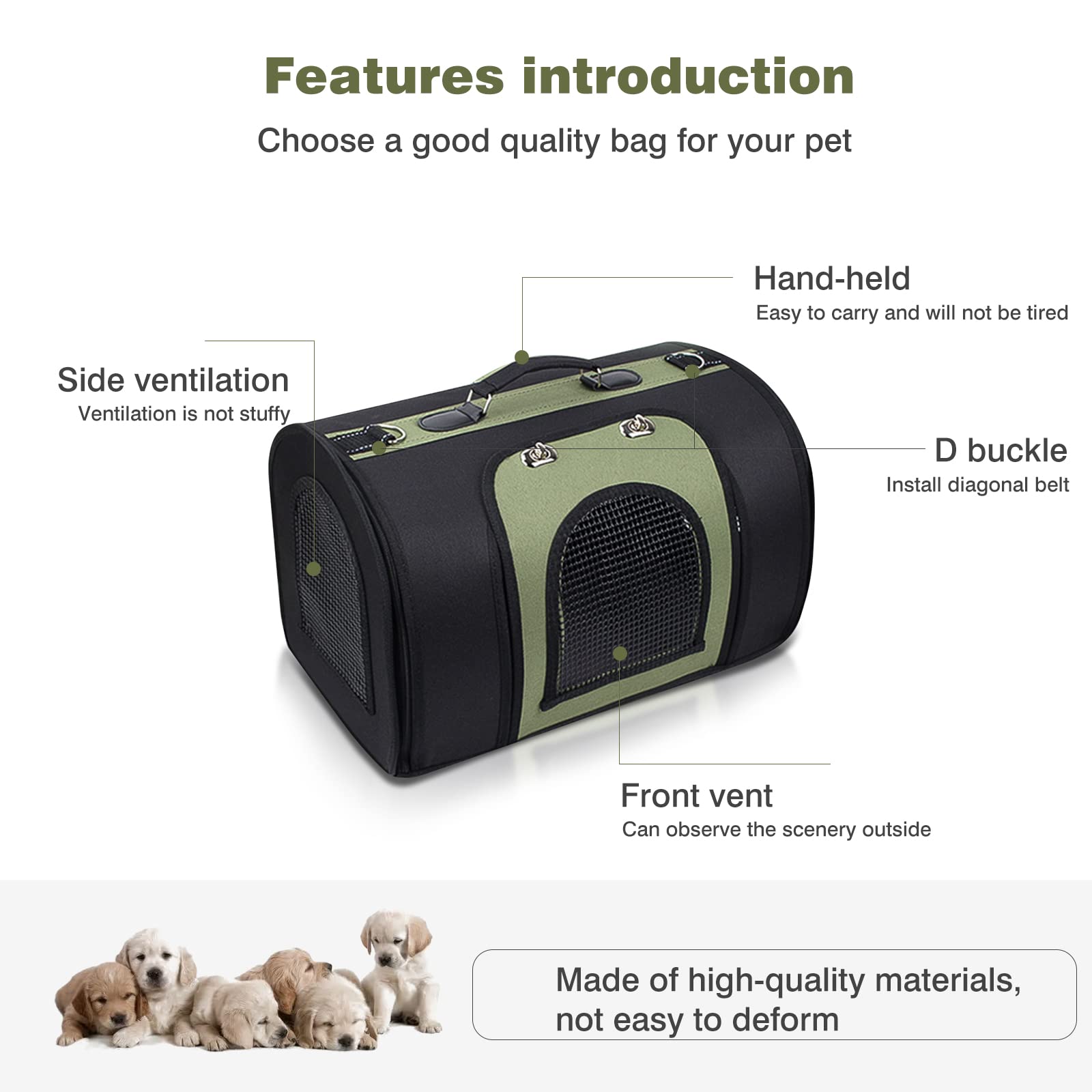 Trasportino Per Cani Gatti Ripiegabile - Borsa Morbida Traspirante Con Tracolla - Foto 3