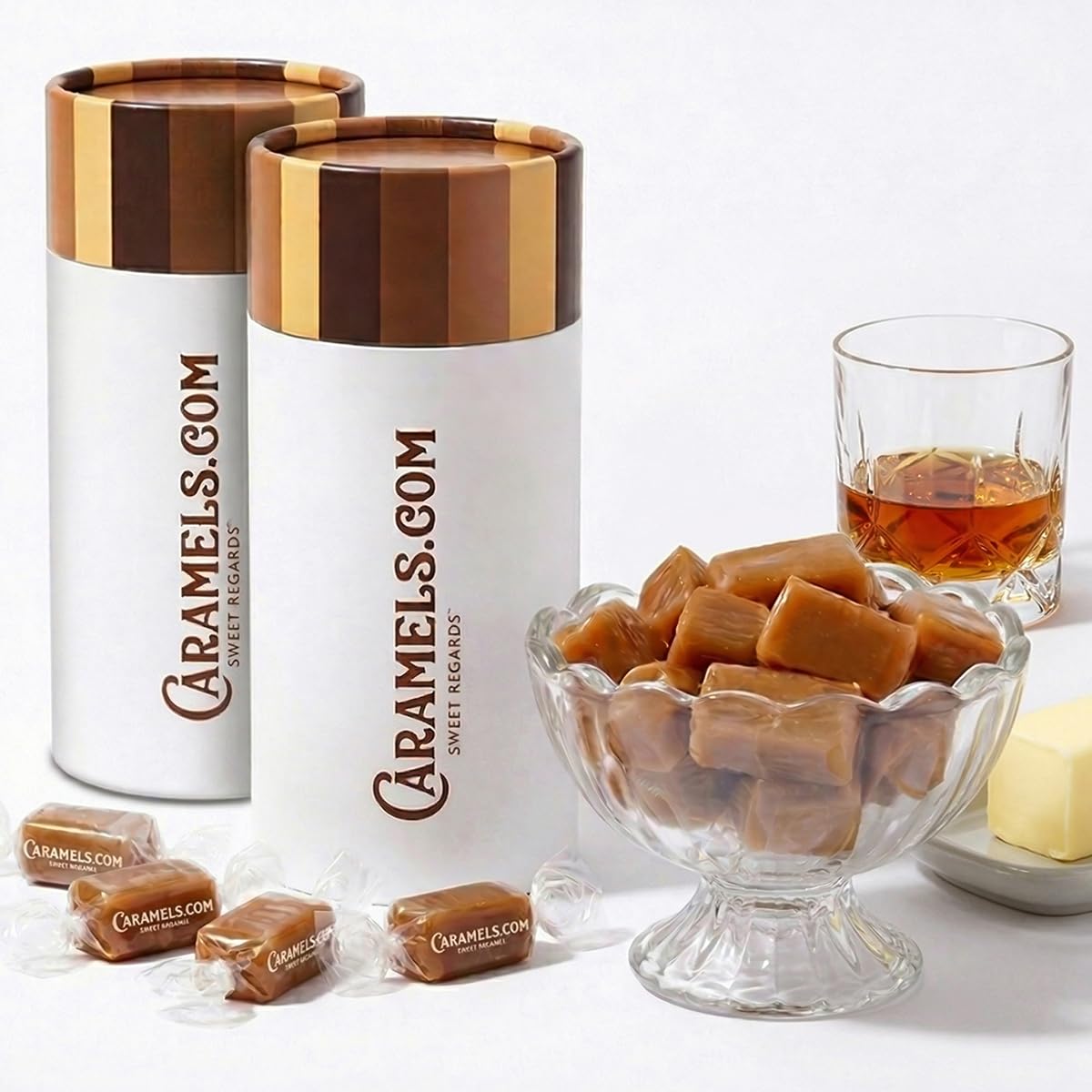 Caramels.com | Butterscotch and Butter Rum Caramels | Soft Caramel | Duo Pack | Individually Wrapped | Ideal Assorted Gift For Family and Parties