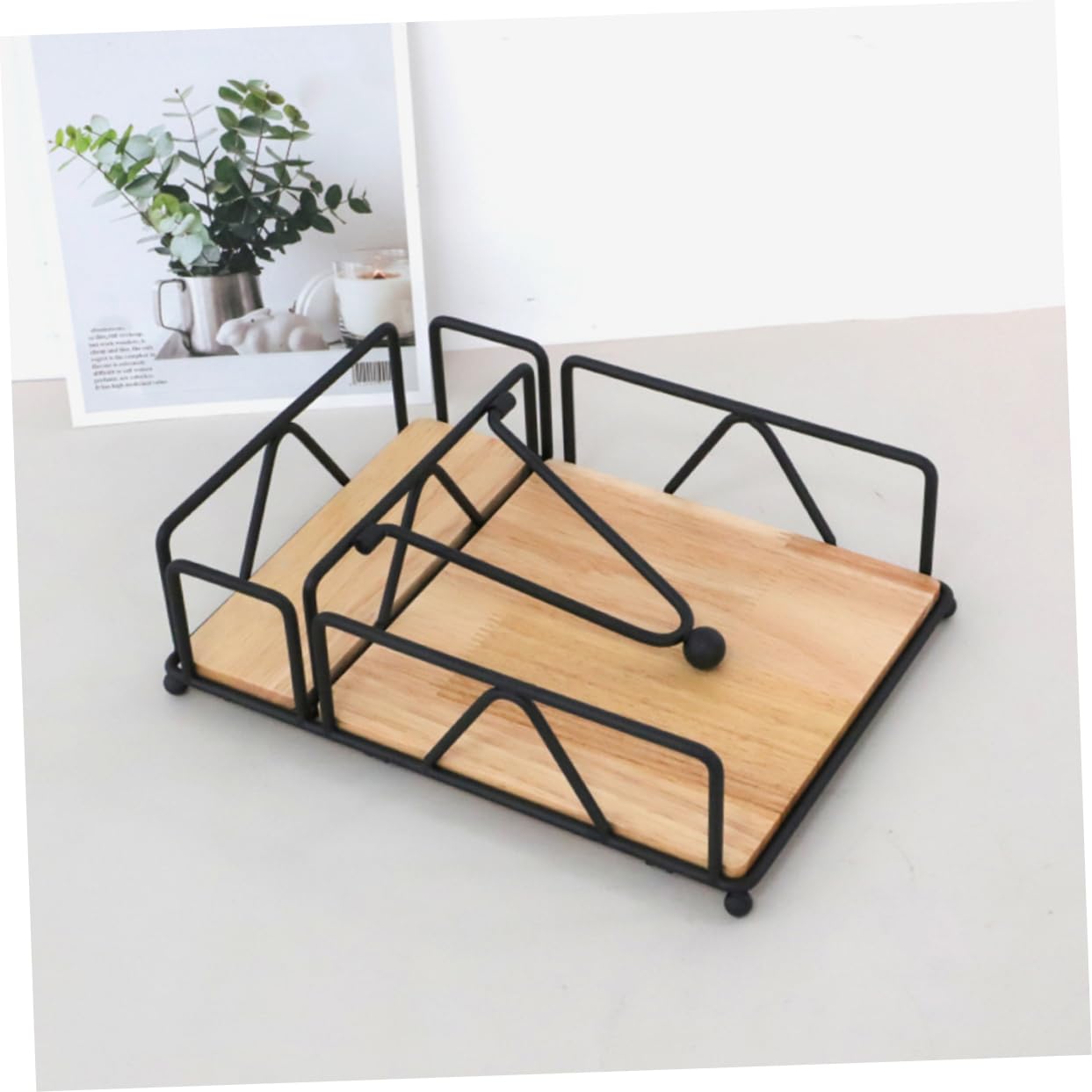 Gatuida Porta Servilletas Mesa Negro Rústico con Base de Hierro Dispensador Práctico para Cocina Comedor Cafetería y Restaurante Organizador para Servilletas Estándar