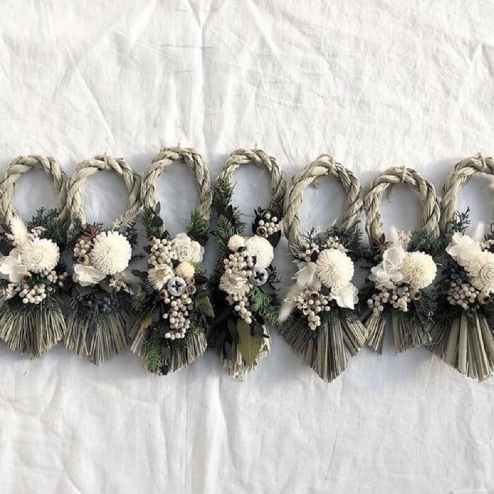 Amazon.co.jp: しめ縄 材料 リース 5点セット 玄関用 迎春 正月飾り  