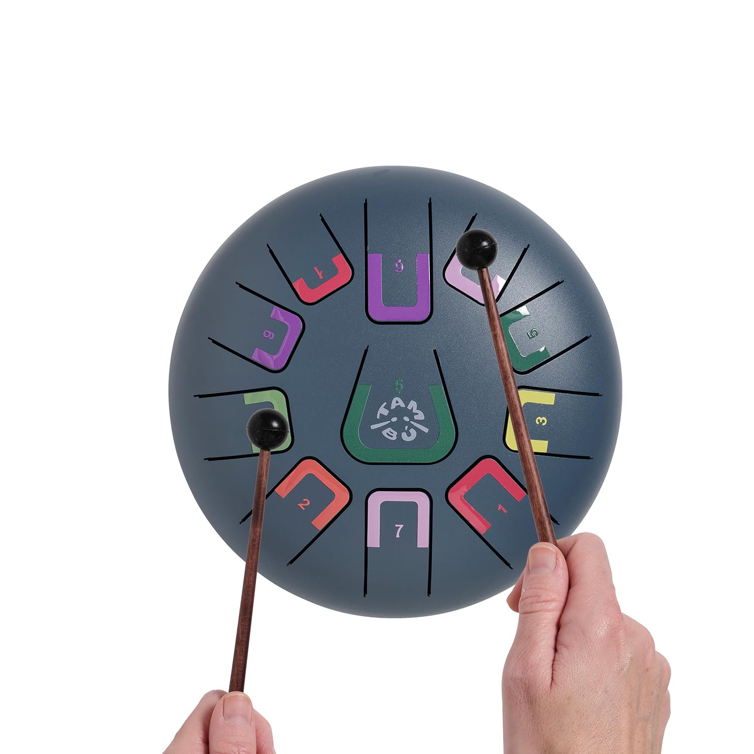 TAMBÚ - Tamburo in acciaio, 20,3 cm, 11 note, Handpan, strumento a percussione metallico (blu opaco)