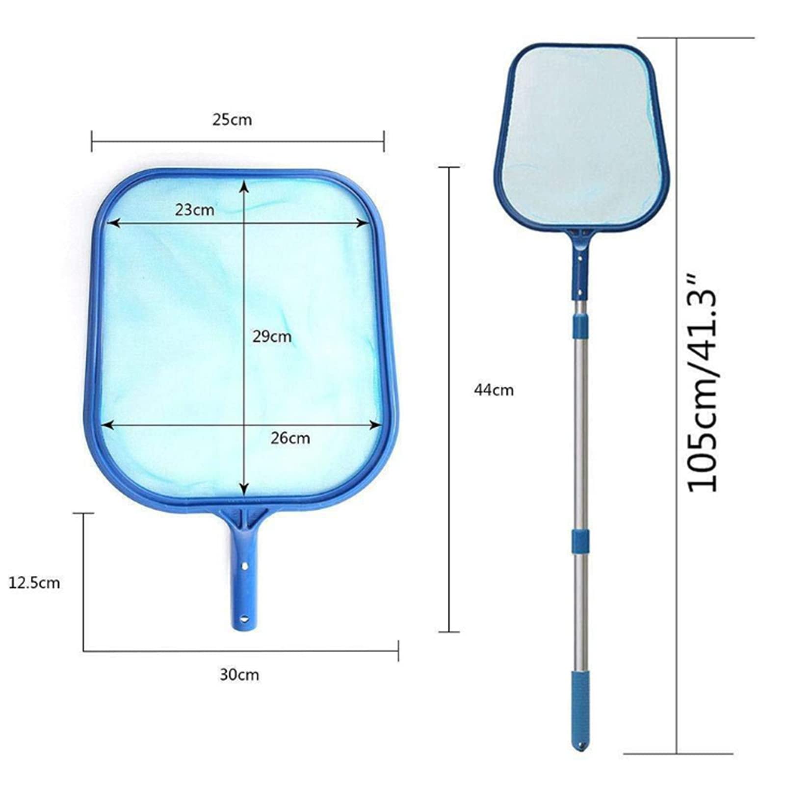 Kit per Piscina Asta per Retino, Retina Raccogli Foglie Pool Mesh Net Net Cleaning Tool, con Asta Lunga 122cm Asta Telescopica