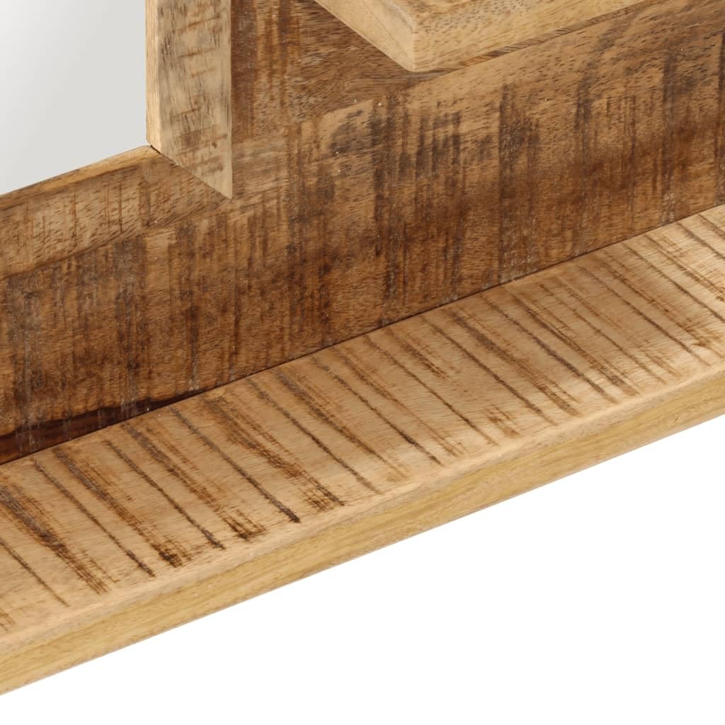 Spiegel mit Ablagen aus Glas und massivem Mangoholz 80x8x55 cm Wandspiegel für Badezimmer, Schlafzimmer, Flur und Diele, Stauraum für Kosmetik und Rasur