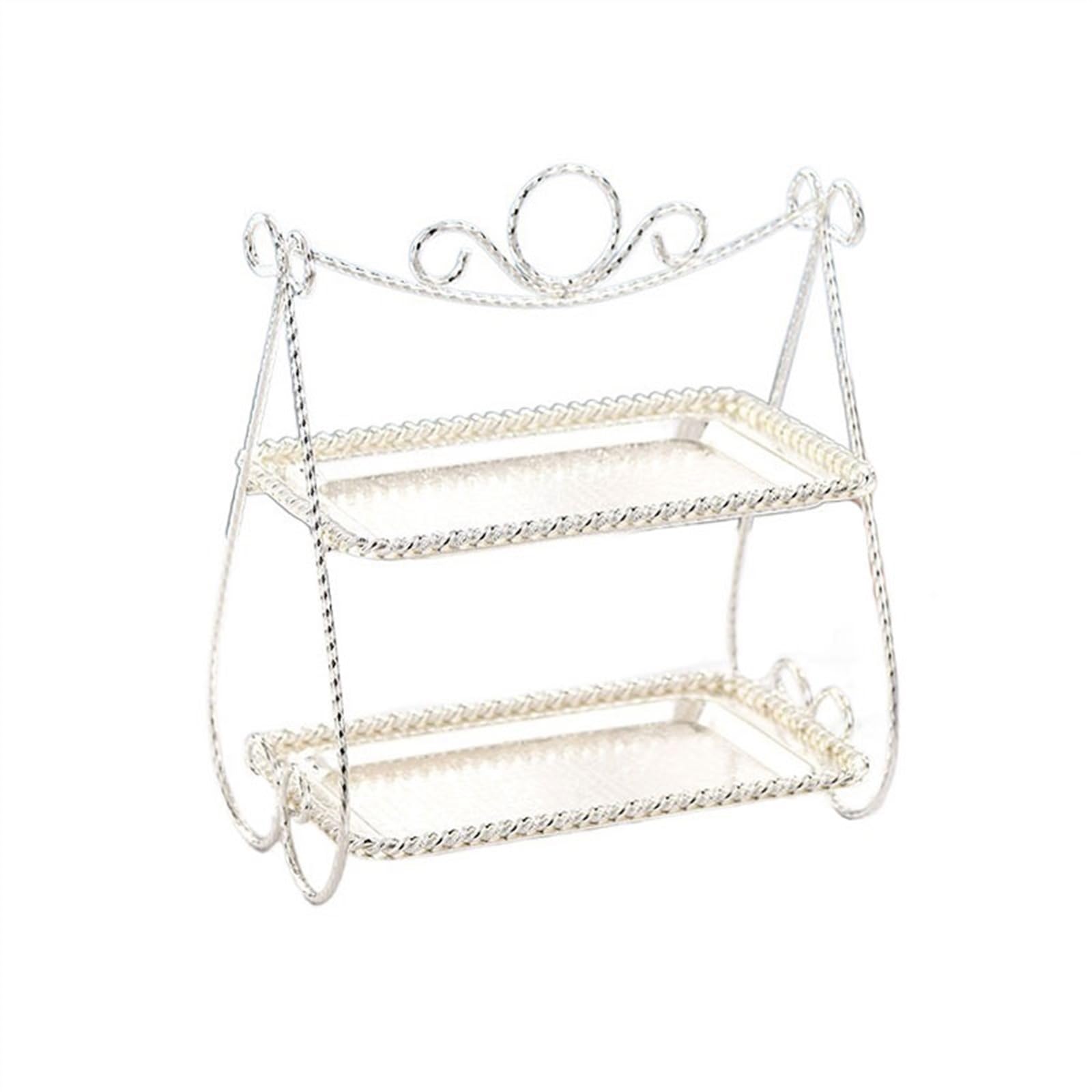 Bx9rE7tK3g Cake Stand Dessert Table Cake Rack Double-layer Snack Fruit Tray Pastry Display European High-end Cupcake Cake Display Stand(Silver)