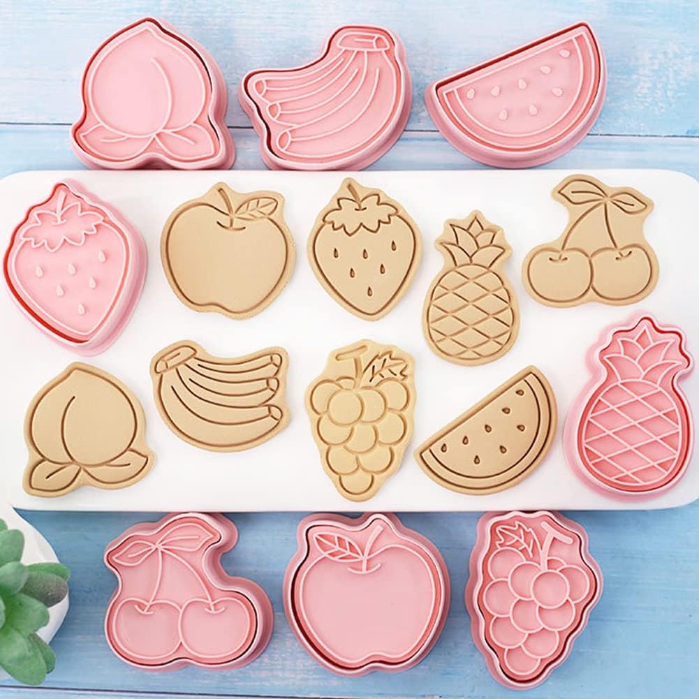 Channel V 3D Cookie Cutters and Stamper Piggy Unicorn Biscuit Cutters Embossing Fondant Baking Tool, Sugar Craft, Cake Decoration Cookie Stamps Set of 12
