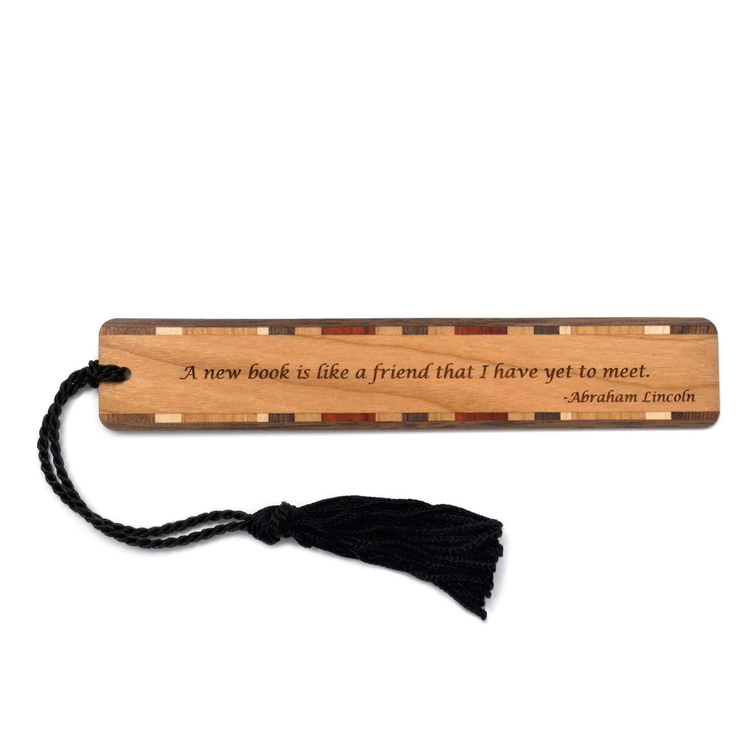 Abraham Lincoln A New Book is Like A Friend Quote Engraved Wooden Bookmark - Also Available with Personalization - Made in USA