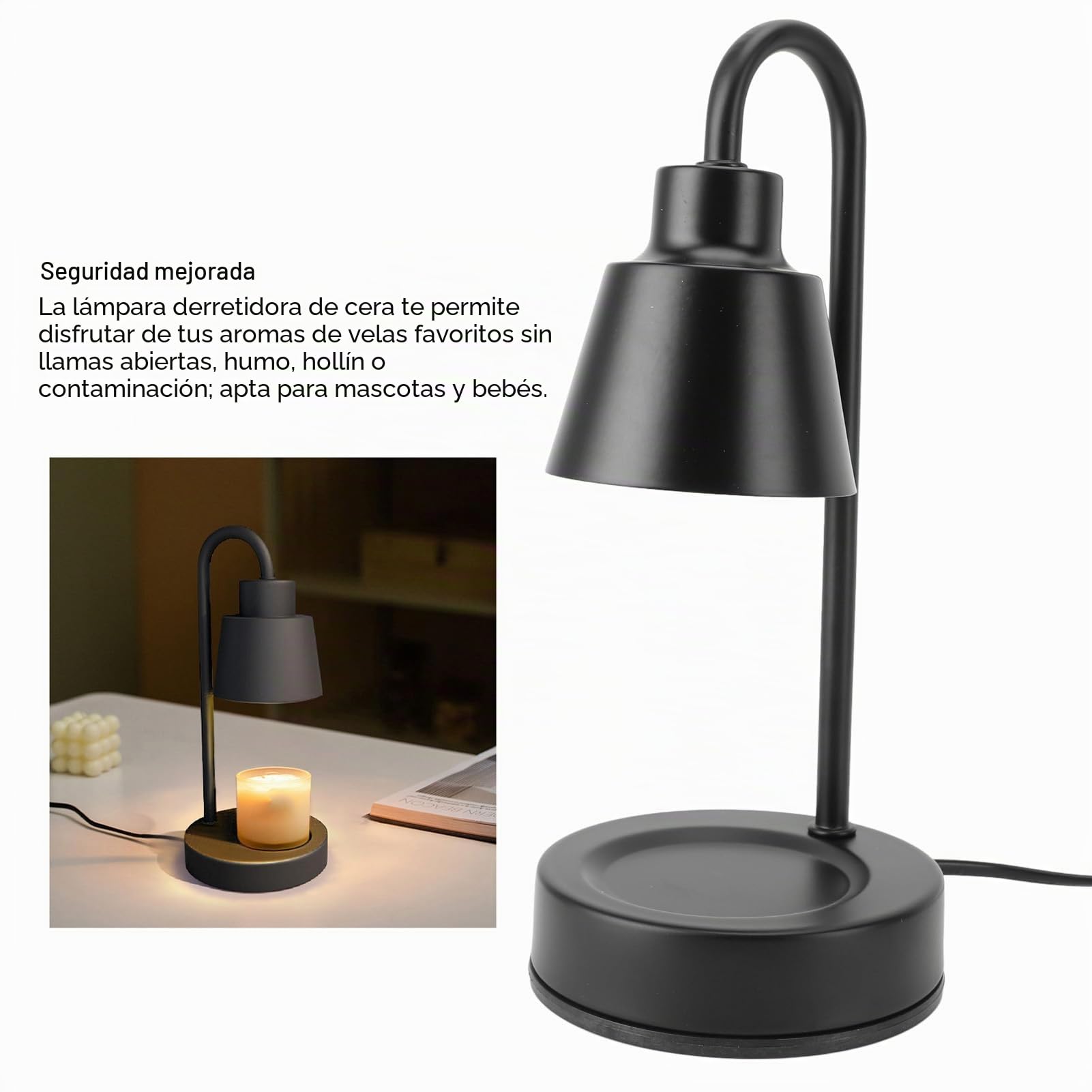 Lámpara Calentador de Velas con Atenuador Temporizador, Calentador de Cera Eléctrico Regulable de 50 W con 2 Bombillas, Lámpara Calentadora de Cera para Velas en Tarro (Enchufe