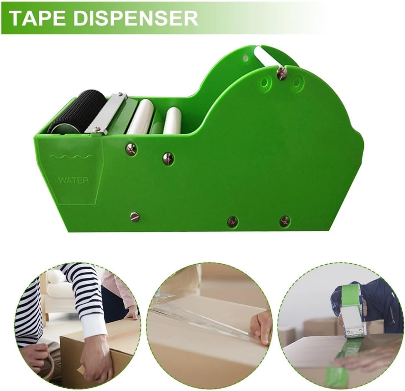 Tape Dispenser, Express Sealing Device Manual Desktop Cutter, Home Shipping Tape Dispenser Portable Office Supplies, Brown Paper Water Activated for Shipping, Schools