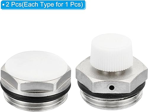 Miniatura 3 de PATIKIL Juego de válvulas de enchufe manual de ventilación de aire para radiador de rosca macho BSP de 34 pulgadas, paquete de 2 tapones de latón