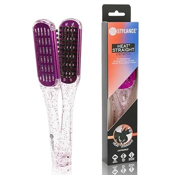 Boar Bristle Clamp Hair Brush, Ceramic Double Sided Brush Clamp Straightener,Detangling, and Styling Hair