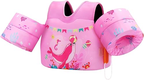 Miniatura 23 de MoKo Chaleco de natación para niños pequeños de 13-30/20-50/22-66 libras, flotadores de brazo de natación de dibujos animados, alas de agua,
