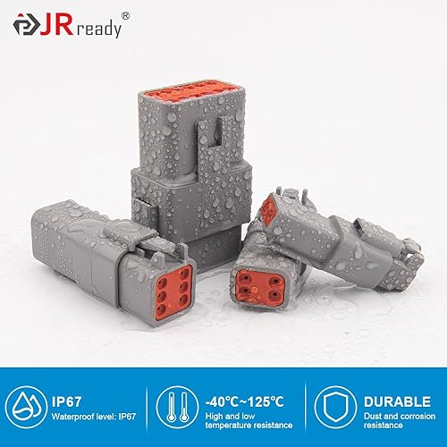 Miniatura 3 de JRready ST6359 Kit de conectores Deutsch, 2 3 4 6 8 12 pines DT, tamaño 16 contactos sólidos 16-20AWG, herramienta de crimpado Deutsch, herramienta