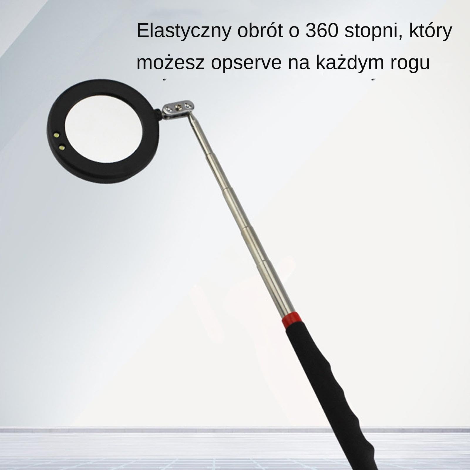 Car Mechanic Inspection Glass, Telescoping LED Tool, Stainless Steel Extendable Handle, Retractable Mirror Light, Automotive Repair Gadget For Engine, Machine, Hard To Reach Areas