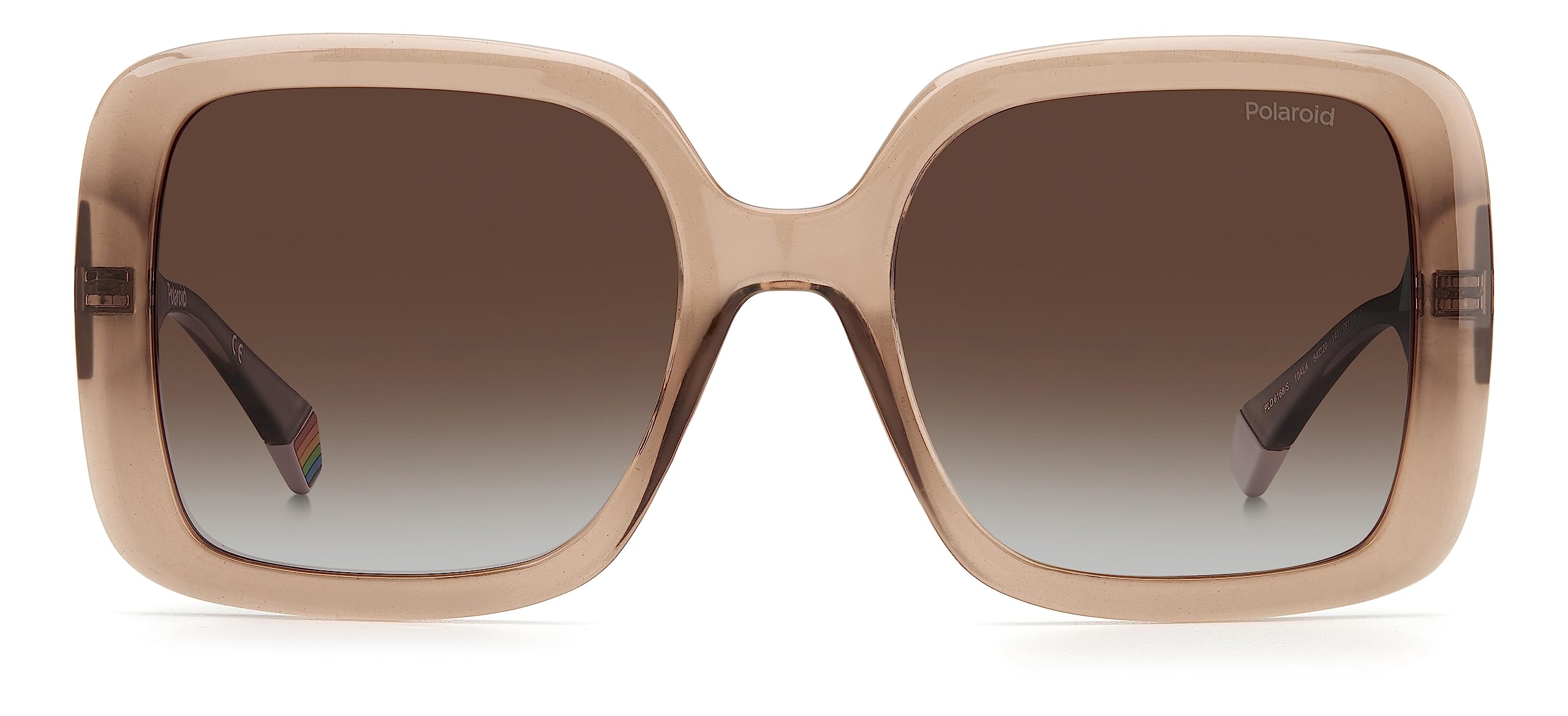 Polaroid Women's Beige Square Brown Gradient Polarized Sunglasses