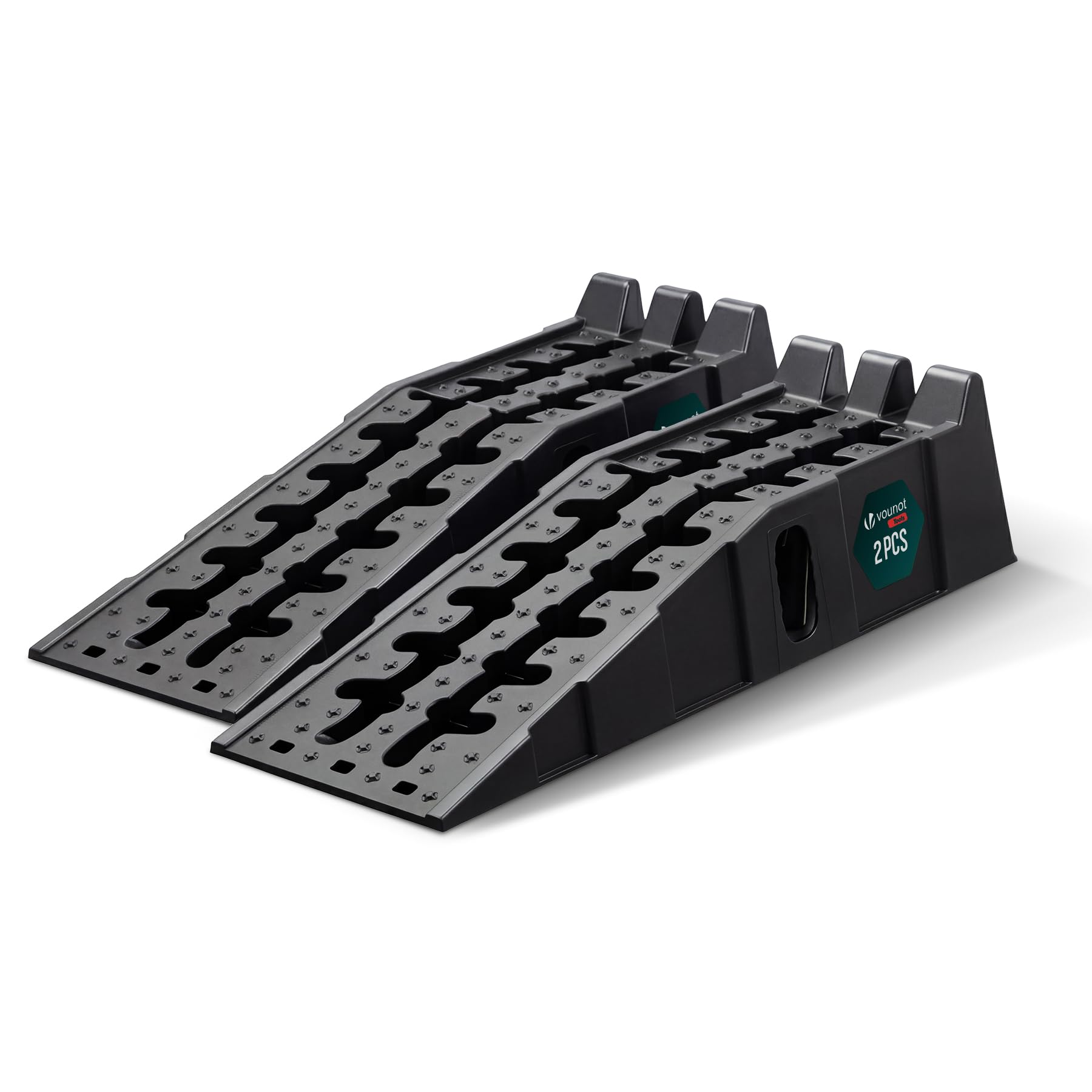 VOUNOT® Levelling Ramps, 2 Pack Heavy Duty Motorhome Levellers, Extra Wide 5 Tonne Capacity Caravan Ramps, 3 Height Level with Integrated Non-Slip Wedges, UV-Resistant, Black