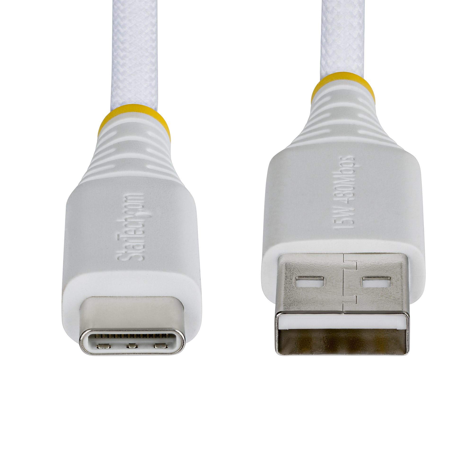 StarTech - Confezione da 5 cavi di ricarica rapida da USB-A a USB-C, 15 W 3 A, rivestimento in nylon/TPE intrecciato a doppio strato, cavo di ricarica resistente da USB-A a tipo C, cavo di ricarica