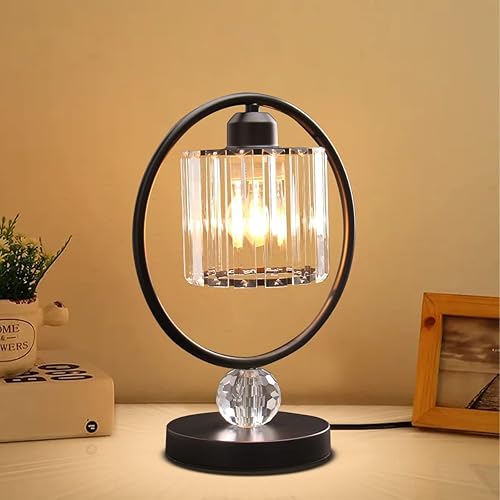 Miniatura 2 de Lámpara de mesa de cristal para mesita de noche, moderna y pequeña, lámpara de mesita de noche de metal para sala de estar, oficina en casa, E26,
