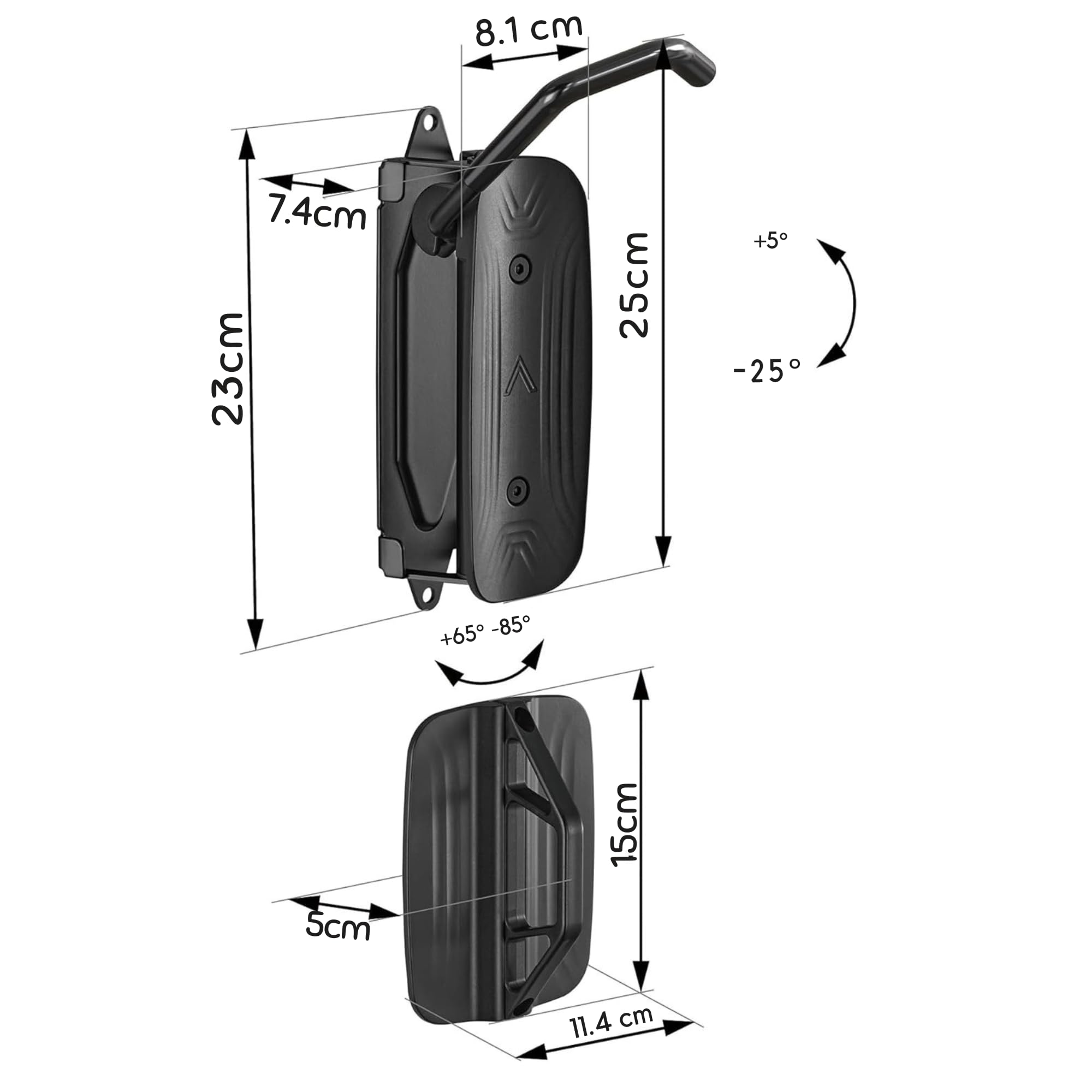 Gancio Portabici Da Parete Girevole - Supporto Salvaspazio Fino A 30kg, Nero, Per Garage E Casa