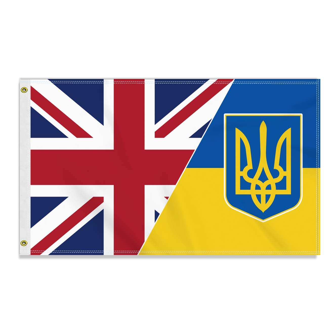 3×5 FT Ukraine British Friendship Flag, Large 90×150 CM 150D Ukrainian coat Outdoor Banner,Decor Garden With Brass Gromment