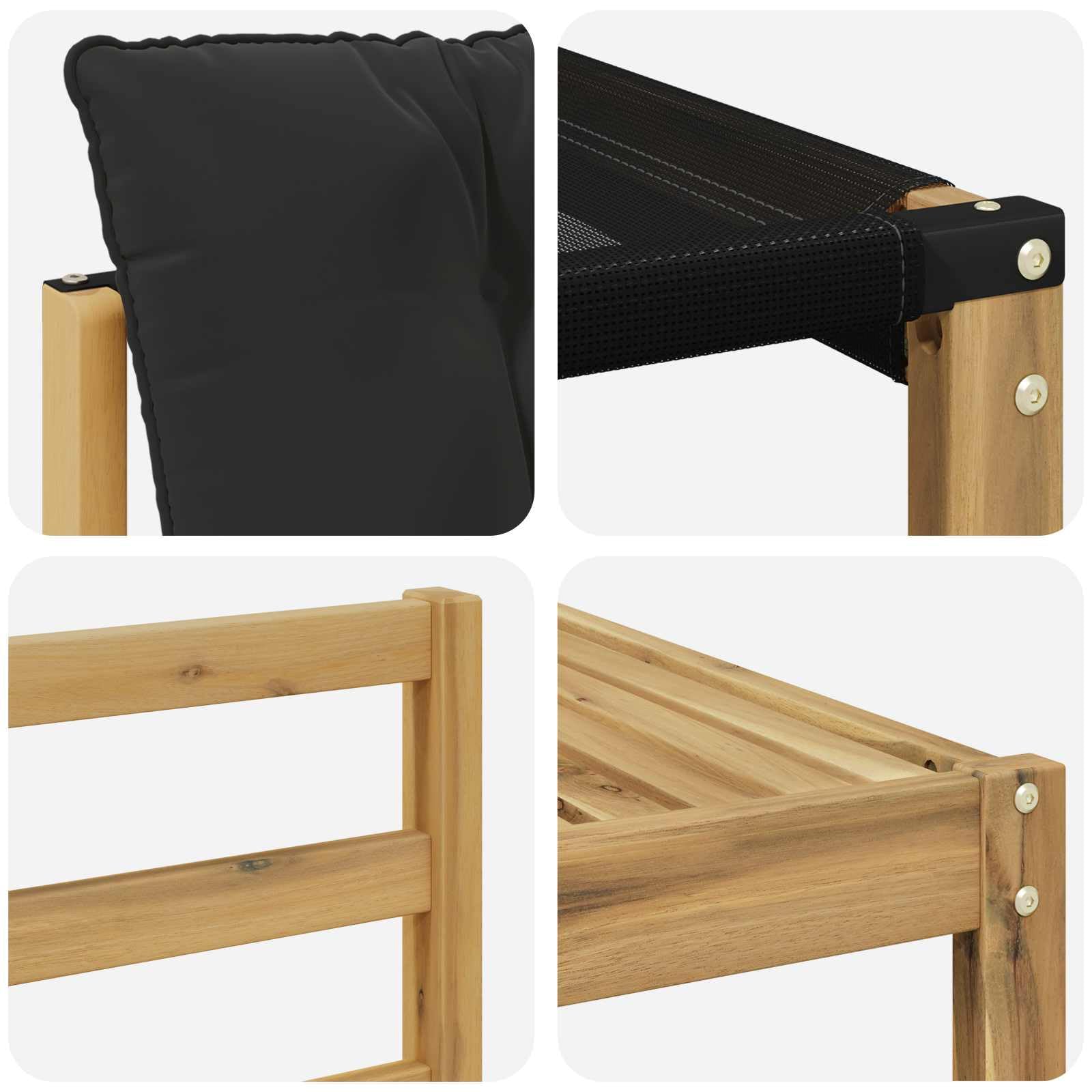 Salon de Jardin Modulable 7 Pièces en Bois d'Acacia Massif, Ensemble de Canapés d'Extérieur pour 6 Personnes avec Table Basse et Coussins Confortables, Blanc et Noir