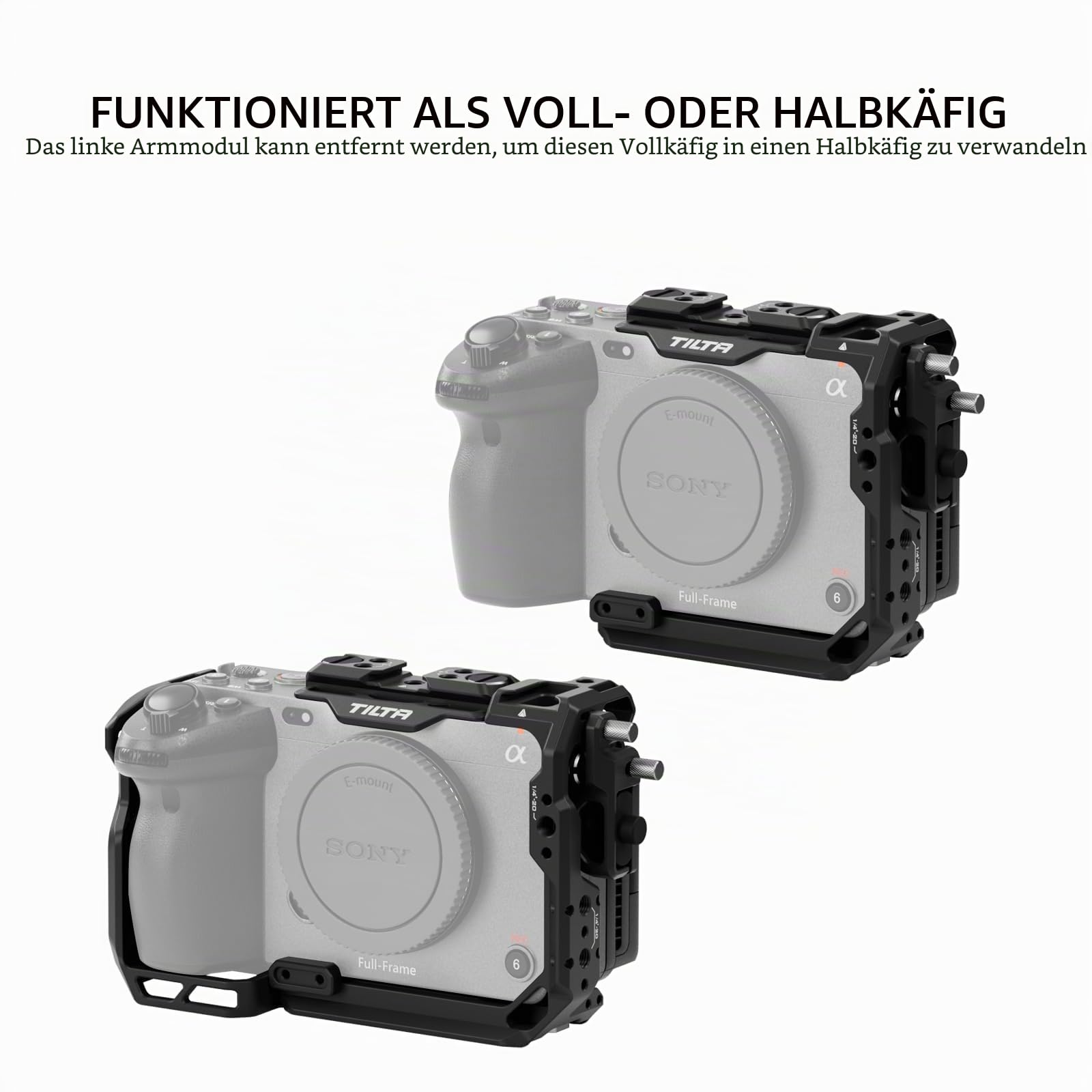 Tilta FX30 FX3 Cage, Voller Kamerakäfig kompatibel mit Sony FX30 FX3, mit HDMI-Kabelklemme, Schnellwechselplatte, NATO-Schiene 1/4"-20 3/8"-16 Gewinde mit Positionierungsstiften - Schwarz TA-T16-FCC-B