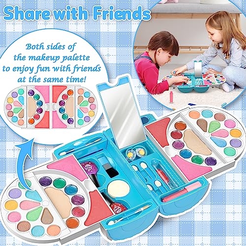 image for Hollyhi 56Pcs Kids Makeup Kit for Girl, Washable Real Play Makeup Toy 