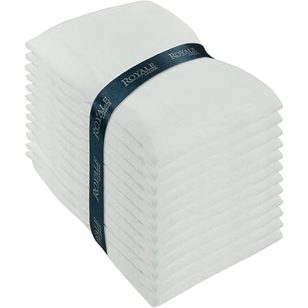 Royale Linens Flour Sack Dish Towels - 28" X 28" Kitchen Towel - Super Absorbent White Flour Sack -100% Ring Spun Cotton -Tea Towels - For Embroidery, Cloth Diapers, Cheese Strainers -(12 Pack, White)