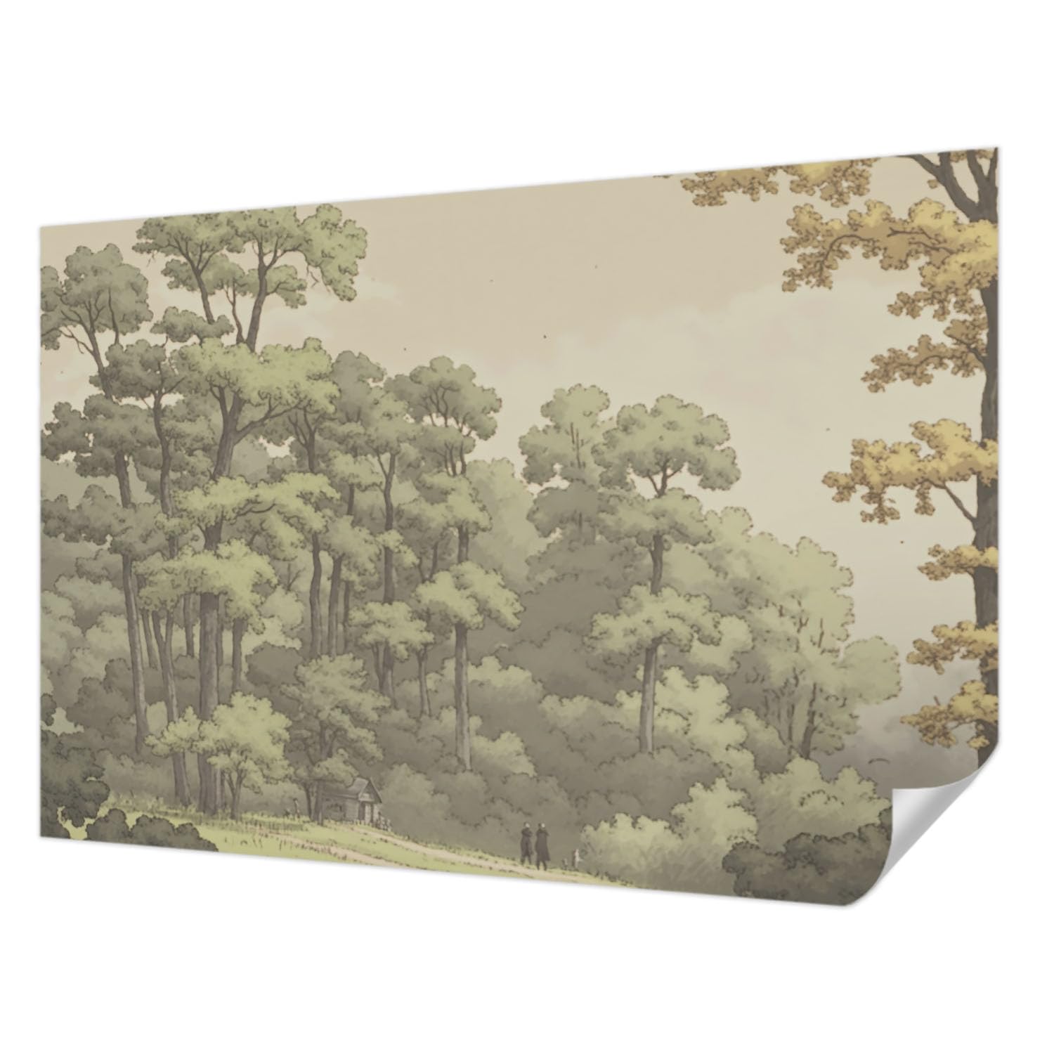Papel tapiz autoadhesivo 152x104 cm idilio forestal moderno para paredes de sala