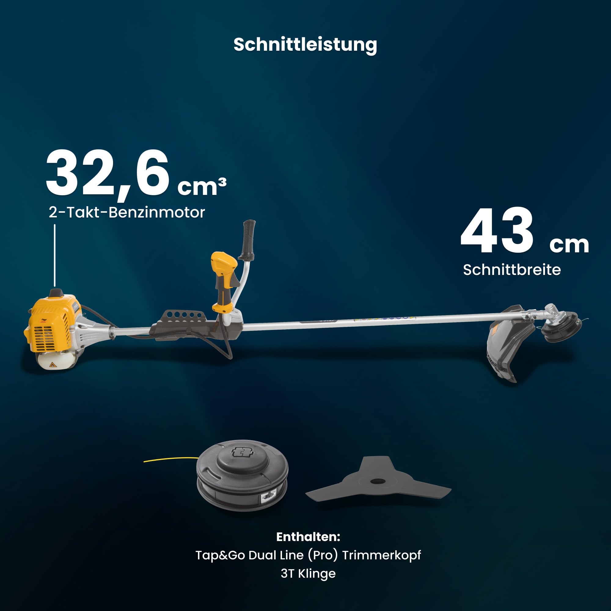 STIGA BC 535 B Benzin-Freischneider - 32,6 cc 2-Takt-Motor, 43 cm Schnittbreite, Fahrradlenker, 3T-Messer & Tap&Go-Kopf