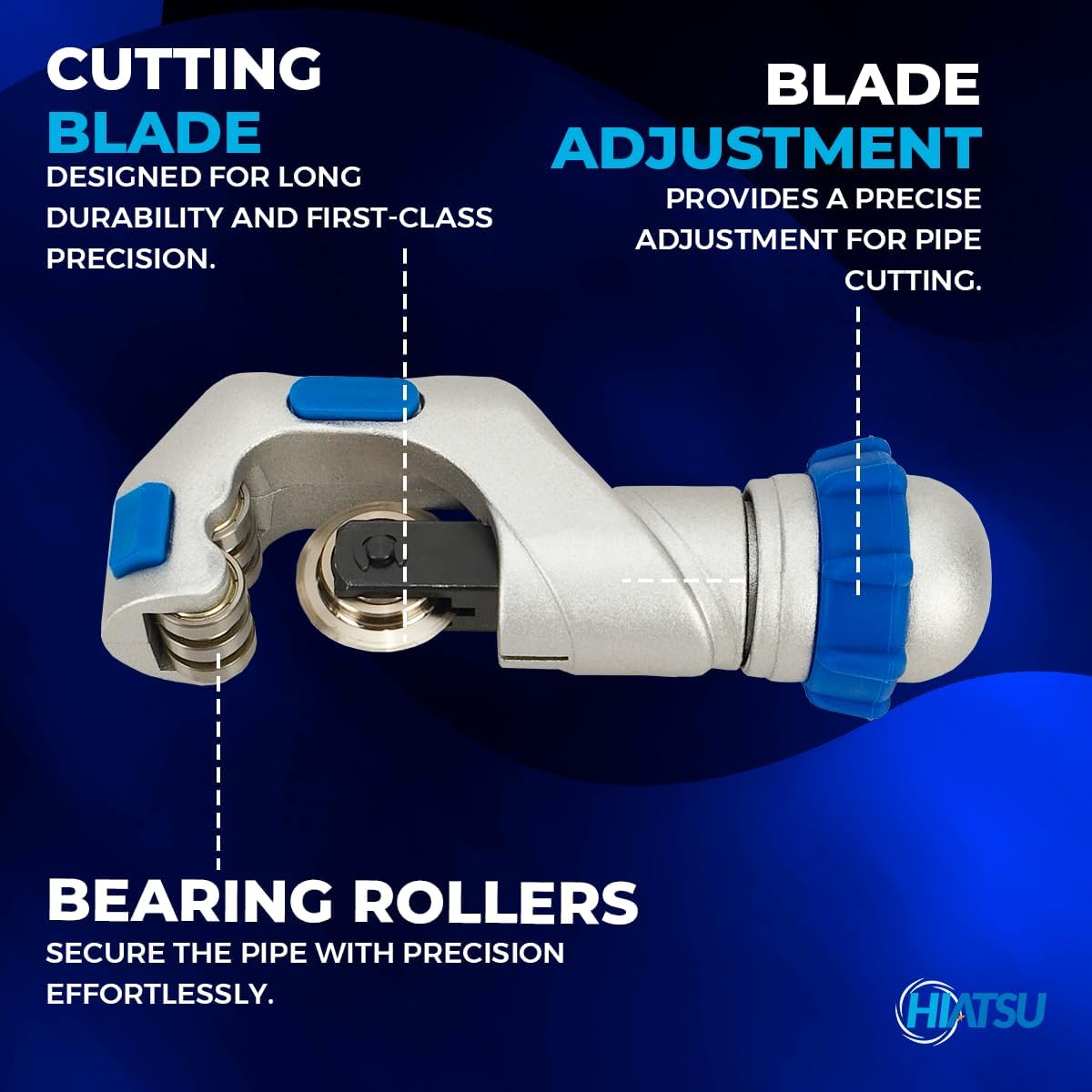 Hiatsu CTH-114 Professional Tube Cutter 3/16" 1/4" 3/8" 1/2" 5/8" 3/4" 7/8" 1" 1-1/4" Premium, Fast Clean Cut Tool for Copper, Brass, Aluminum, PVC, Plastic Pipes, Refrigeration
