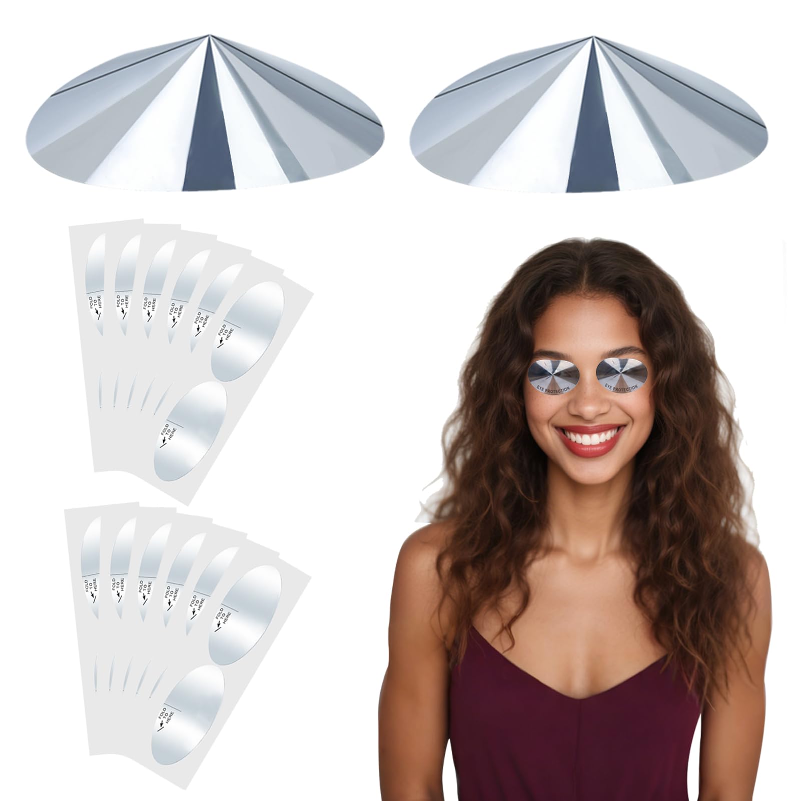 40 works Disposable Sunbed Eye Protection Cones Silver UV Protection Stickers Tanning Bed Eyewear Covers Accessories No Elastic Straps & Lines for Home Indoor Tanning Summer