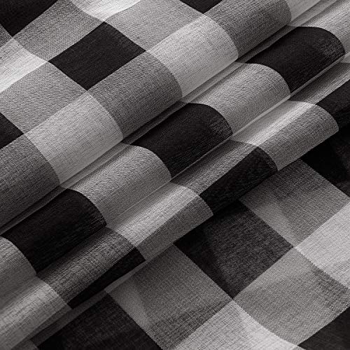 Hiasan Buffalo Plaid Sheer Curtains - Light Filtering Voile Checkered Curtains For Living Room And Bedroom, 52 X 84 Inches Long, Set Of 2 Window Curtain Panels, Black And White #TOP4