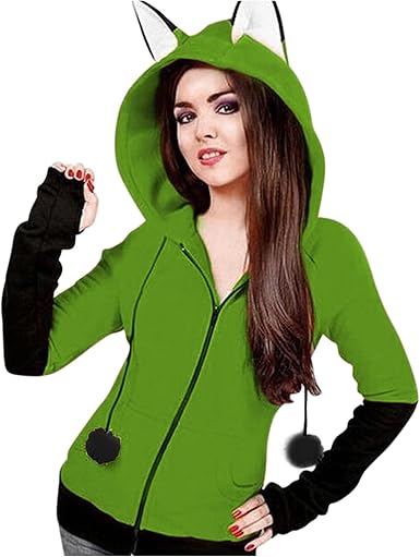 green hoodie with cat ears