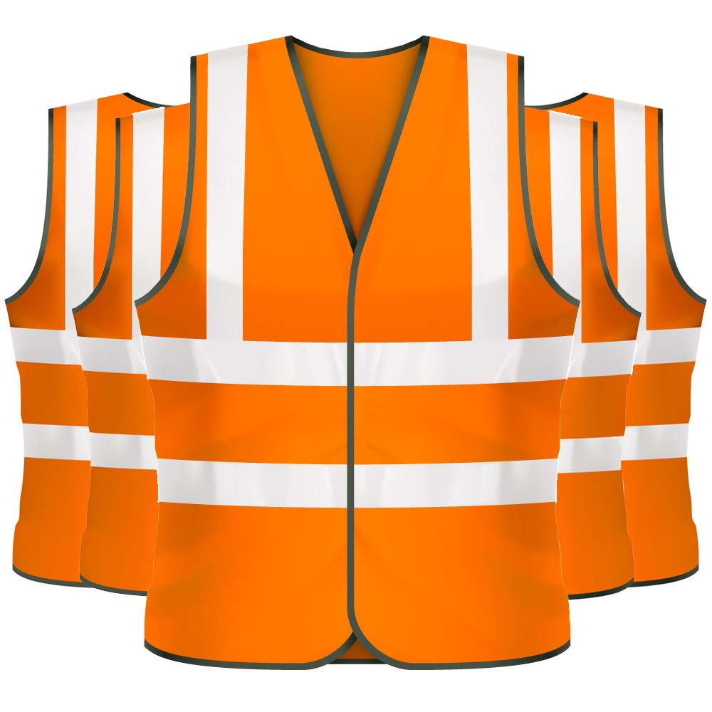 10 X Hi Vis Vest High Visibility Orange Waistcoat Viz Class 2 Safety Workwear (10 Pack) — image 1