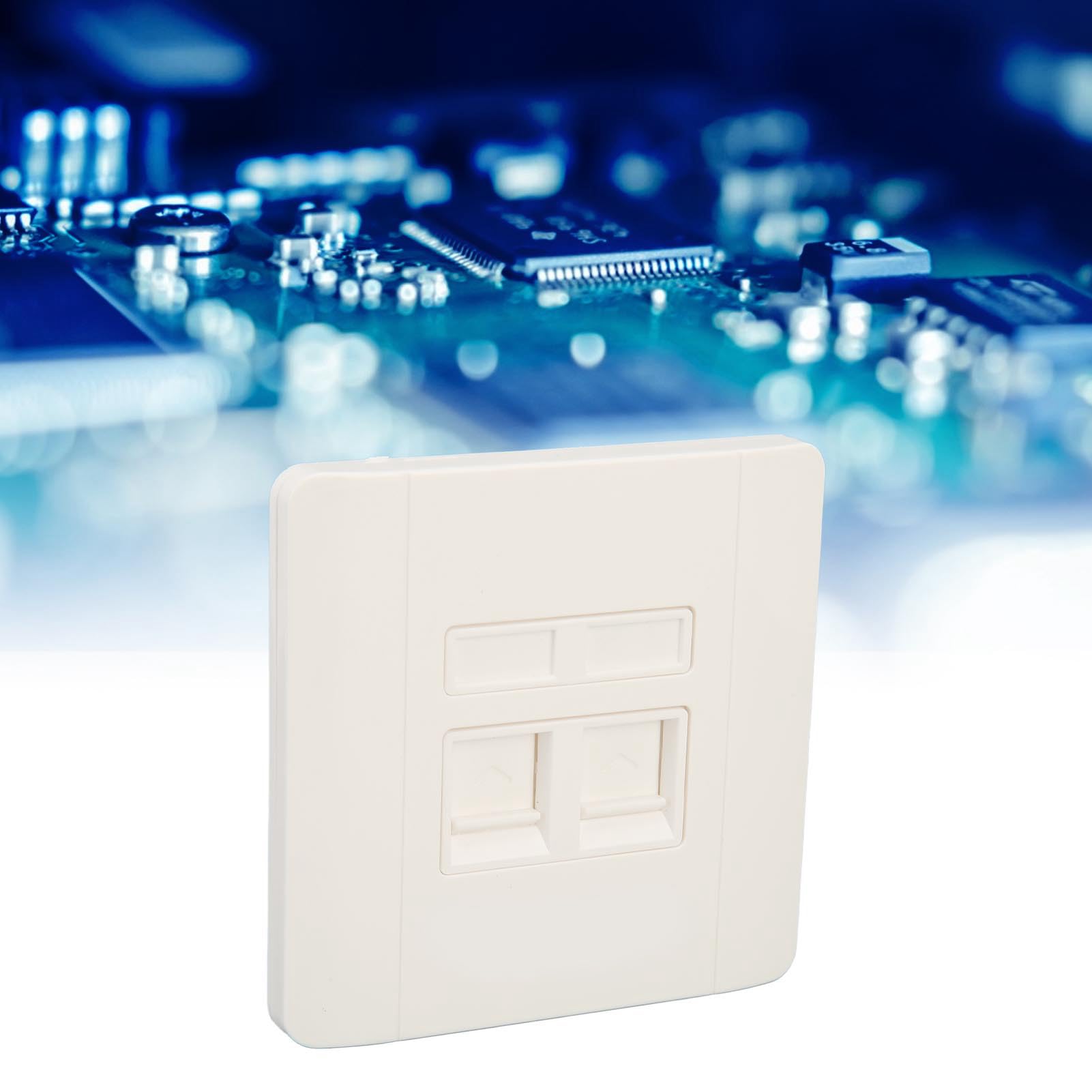 Airshi Prise Murale Ethernet, Large compatibilité Transmission Facile Plaque Murale RJ45 à Deux Ports Durable pour Le Bureau