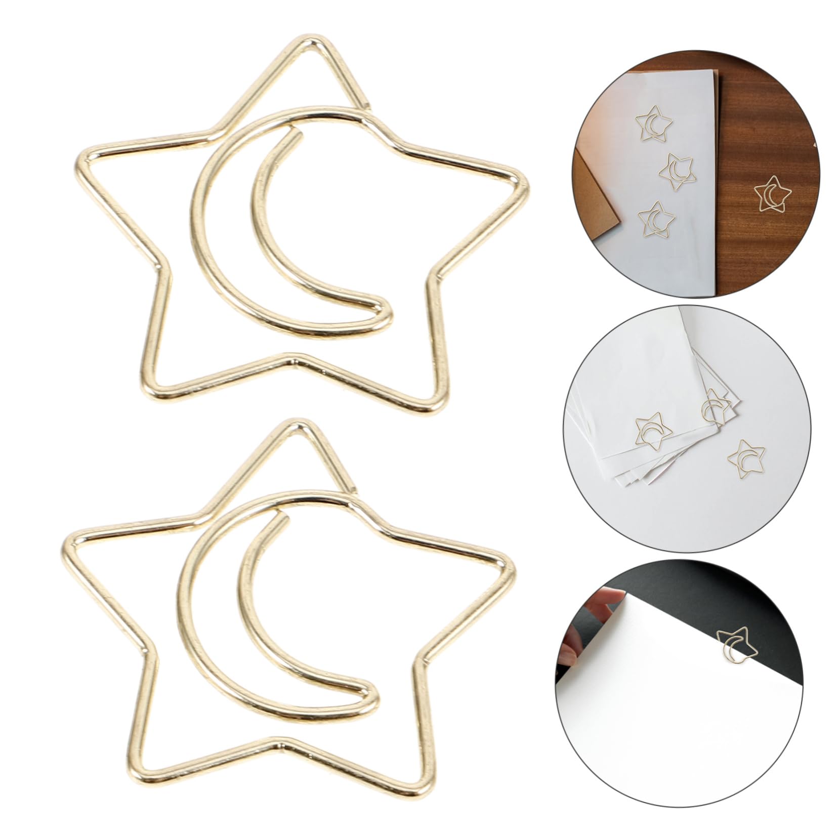 STOBOK 300stücke Sternförmige Papierclips Praktische Und Hübsche Büroklammern Für Dokumente Notizen Und Fotos Goldene Stern-mond Designs Für Bürobedarf Und Schulmaterialien