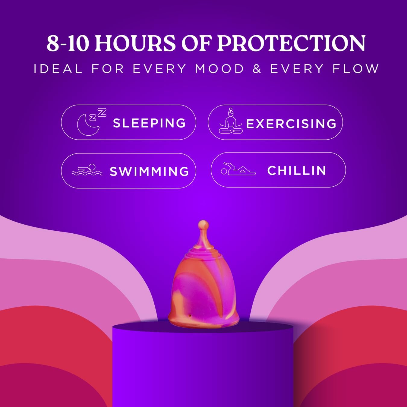 Reusable Menstrual Cup -100% Medical Grade Silicone - No Metals or Toxins - Soft & Comfortable Period Care - Leak Free - 10 Hours of Protection - Size AA-Rose Rage