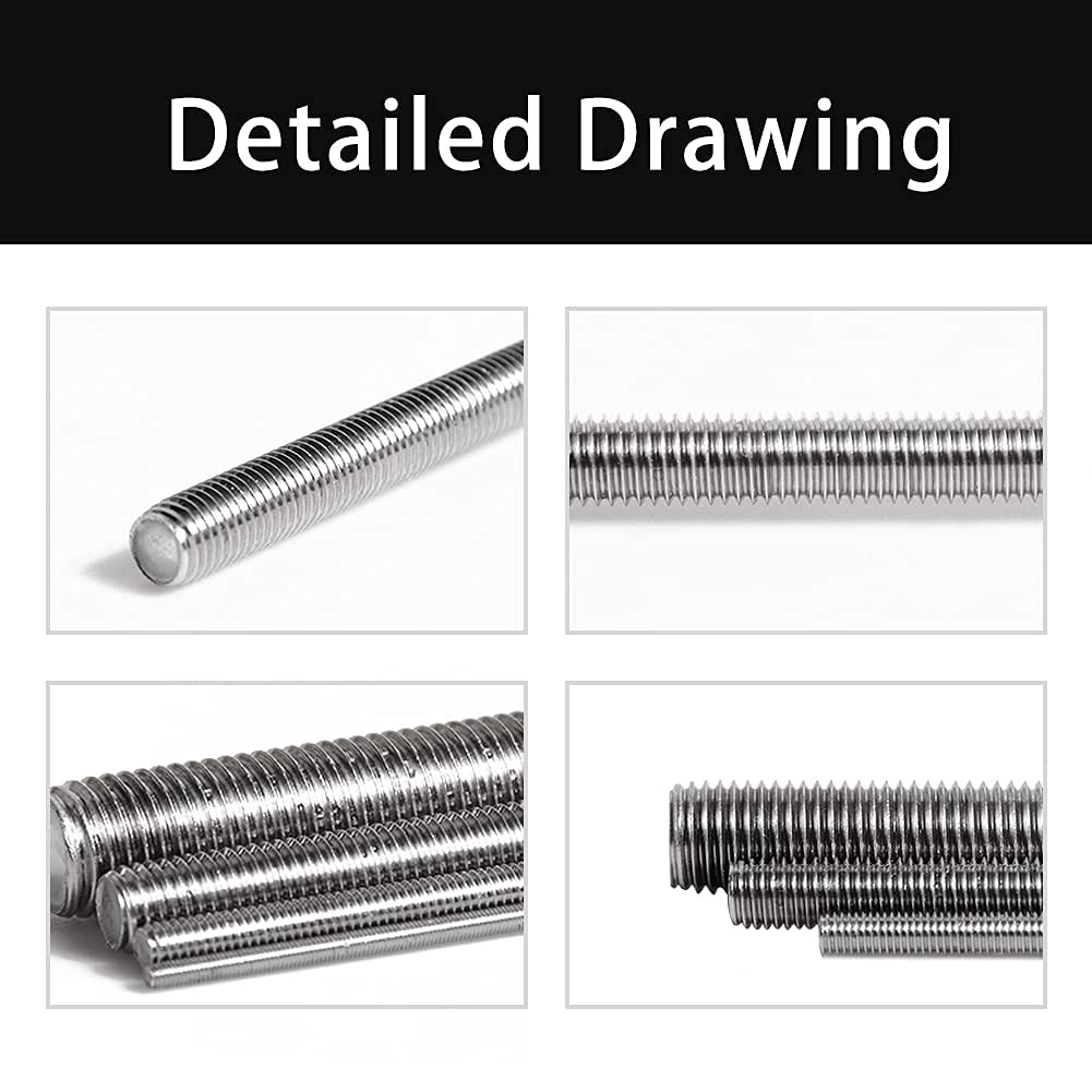 Flat All Thread Rods Snapklik.com : Feelers 304 Stainless Steel M12-1.75 Fully All Threaded Rod