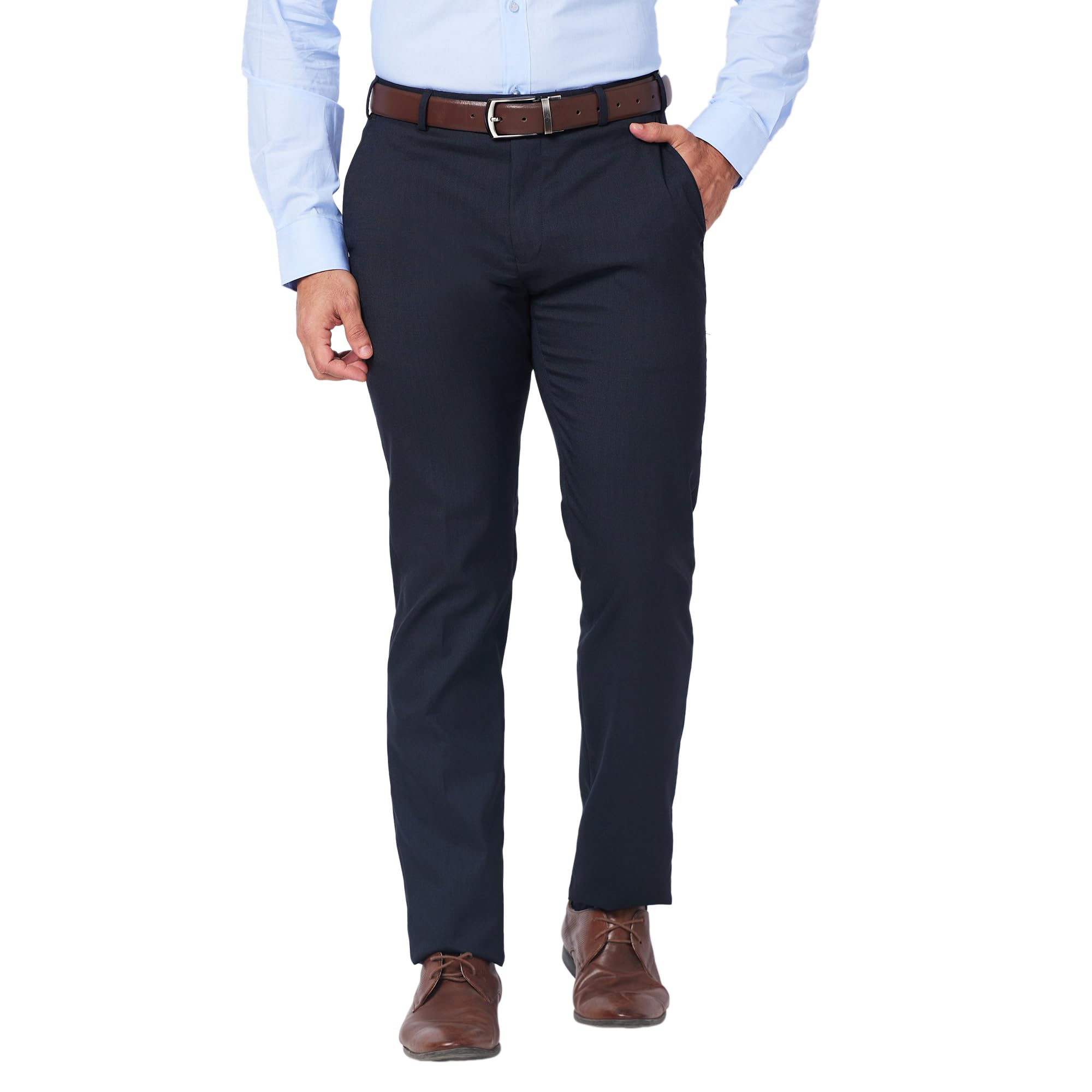 raymond Men's Slim Fit Polyester Blend Checks Pattern Flat Front Formal Trouser-picture-23