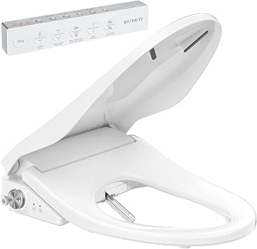 Electric Bidet Toilet Seat with Upgraded Foam Shield, Instant Warm Bidet Wash & Warm Air Dryer, Self-Cleaning Stainless Steel Nozzle, Soft Close Lid, Elongated