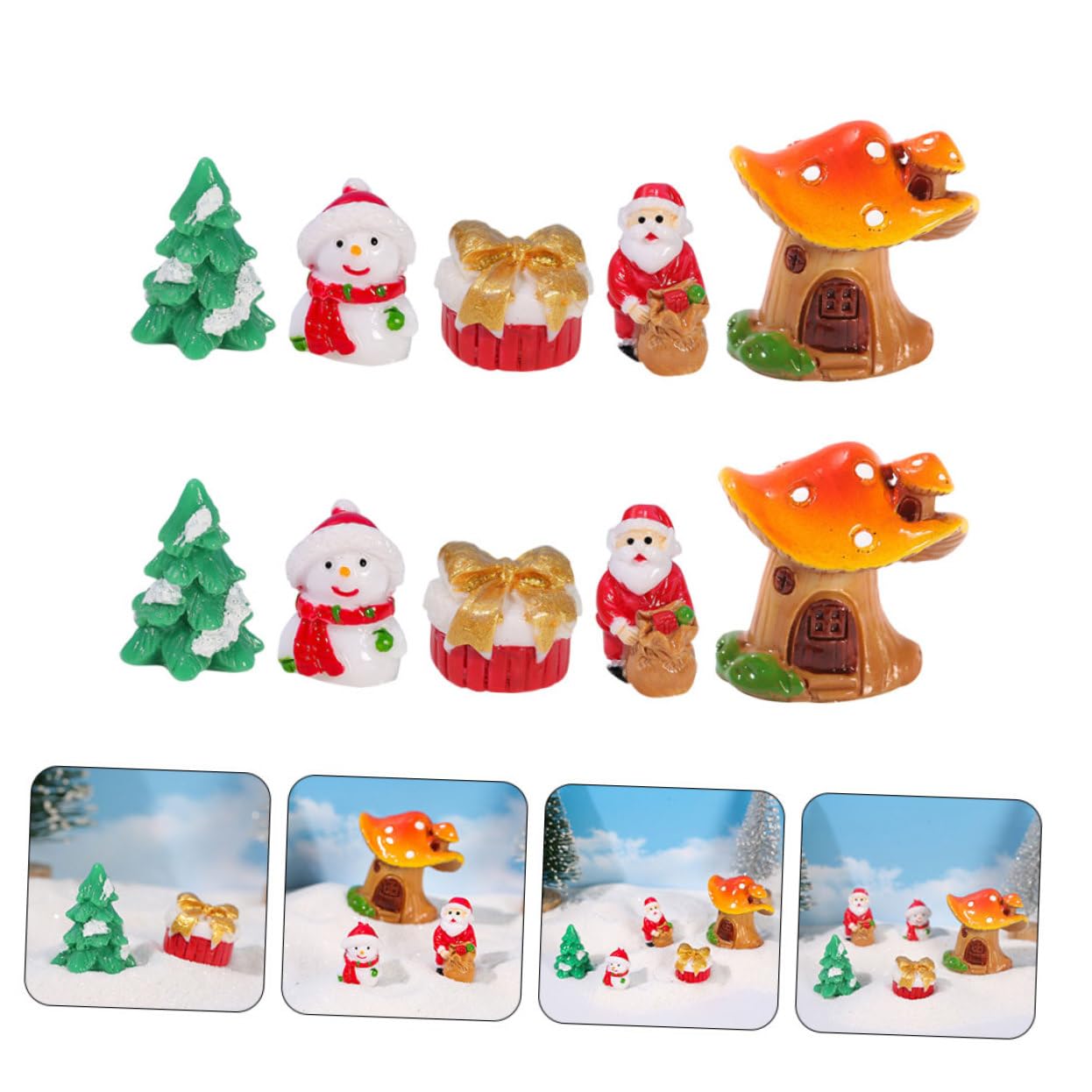 PRETYZOOM 5 Set Di Miniature Di Babbo Natale Decorazioni Natalizie in Resina Mini Ornamenti Natalizi Paesaggio 10 Pezzi * 5