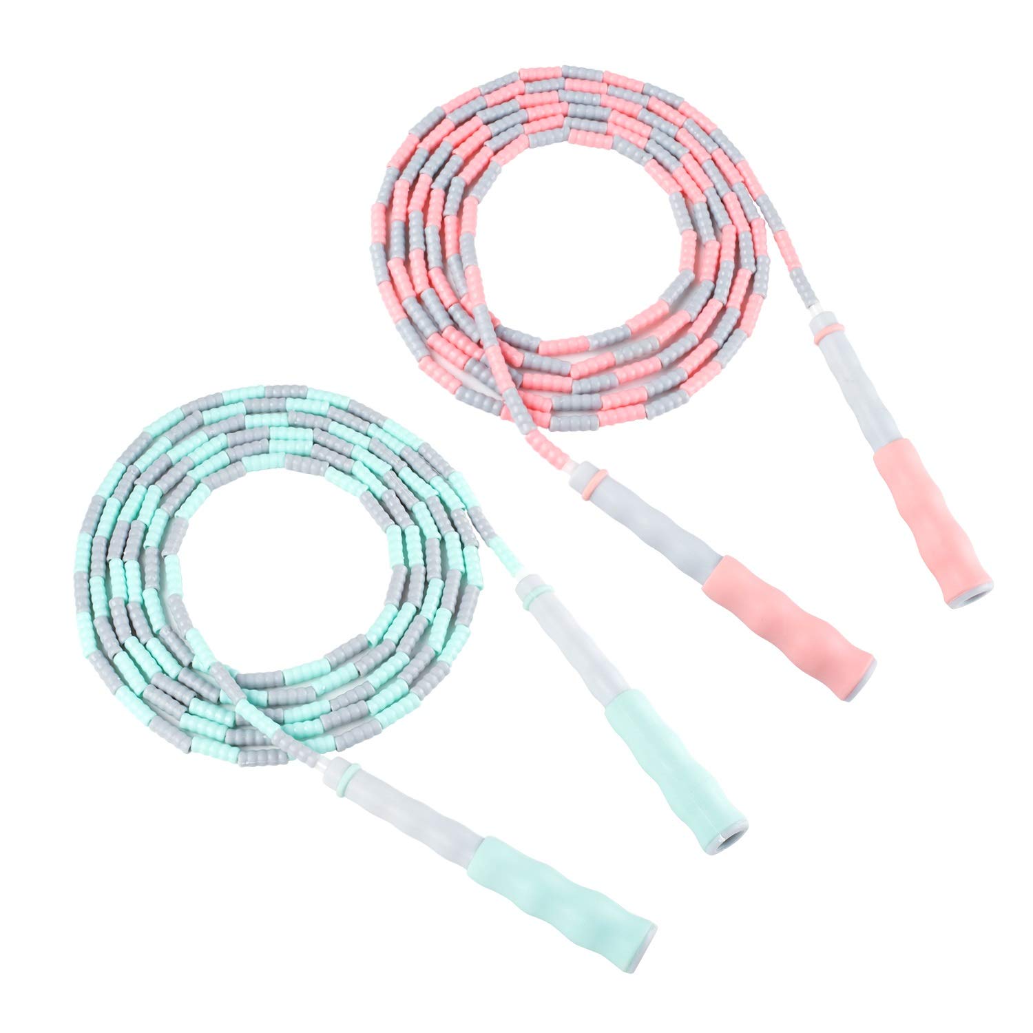 Qishare 2pcs Jump Rope, Adjustable Tangle-Free Segmented Non-Slip Handle Skipping Jumping Rope for Men, Women, Kids for Exercise, Fitness, Training
