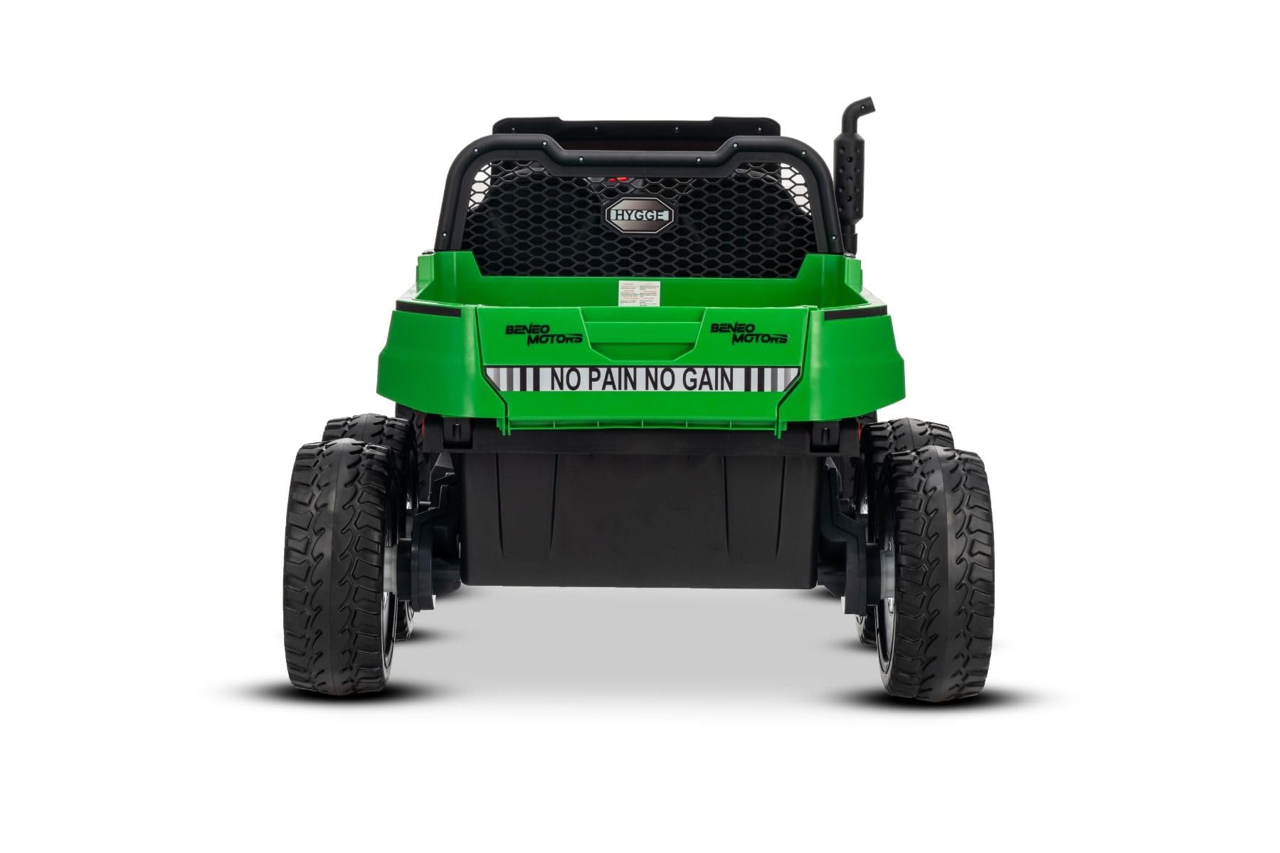 Voiture électrique Enfants 24V 2 Places 4x4 agricole Rider avec Transmission intégrale 4X 200W, Verte, Batterie Lithium, 6X6 Roues EVA, siège Double en Similicuir, essieux avec Suspension, Bluetooth
