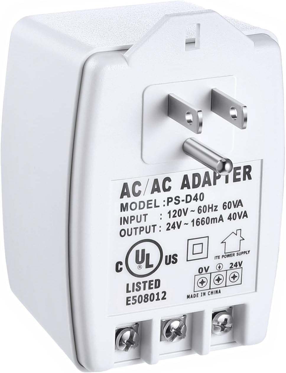 24 Volt Transformer, 40 VA AC Transformer Plug in with PTC Fuse Compatible with Ring Doorbell and Thermostat, Compatible with Nest, Ecobee, Sensi/Honeywell/ 24V Adapter (1 Pack)