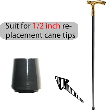 Walking Cane for Men & Women - 36.5 inch Heavy Duty 500+ lbs Capacity, Ergonomic Handle, Decorative & Ornate Fancy Design, Gothic & Goth Elegant Matte Black & Gold Artistry, Metal Cane