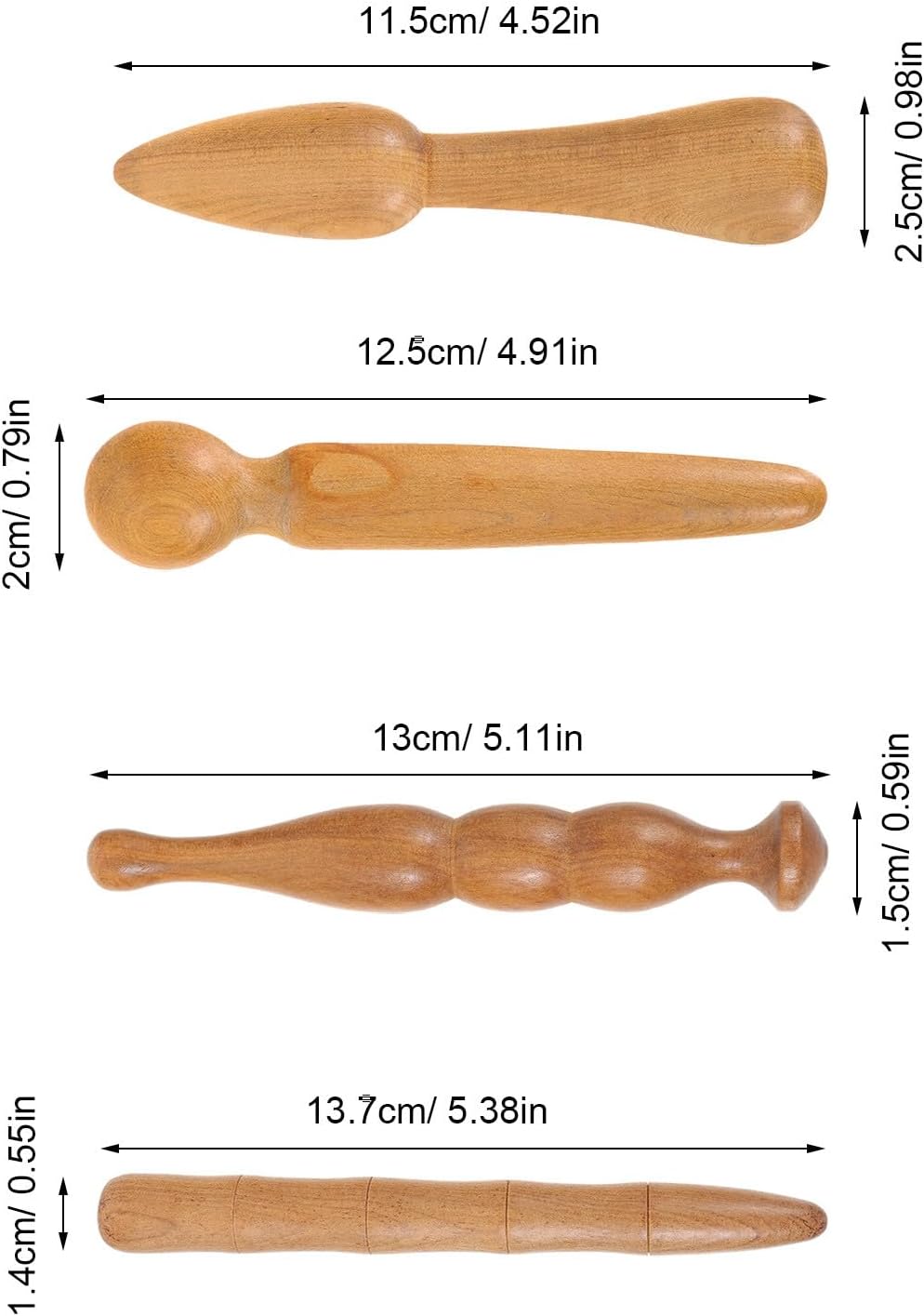 6Pcs Wood Gua Sha Stick: Wooden Massage Stick - Body Sculpting Tool for Muscle Tension Relief Manual Scraping Tool for Women Men