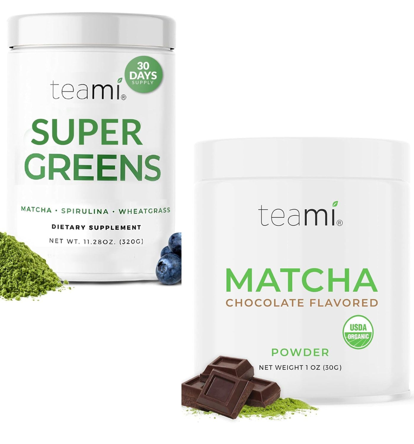 Teami Ultimate Wellness Bundle - Chocolate Matcha & Greens Superfood Powders for Energy, Digestive Health, and Bloat Relief
