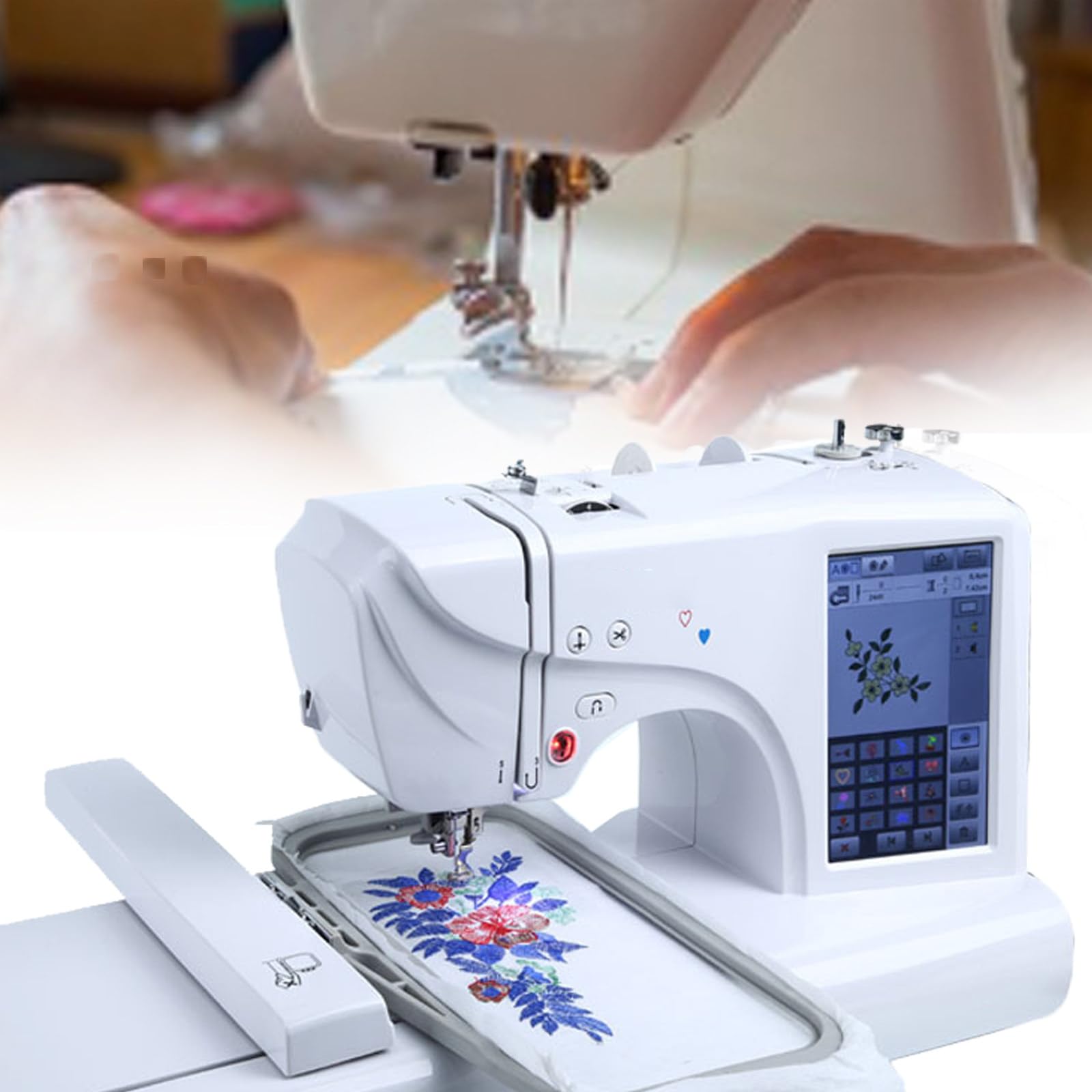 Macchina da cucire elettrica, Macchina da ricamo automatica portatile, Cucito reso facile, Cucito elettrico multifunzione 158 disegni incorporati, 210 lettere, 30 bordi, Supporto lettura disco U
